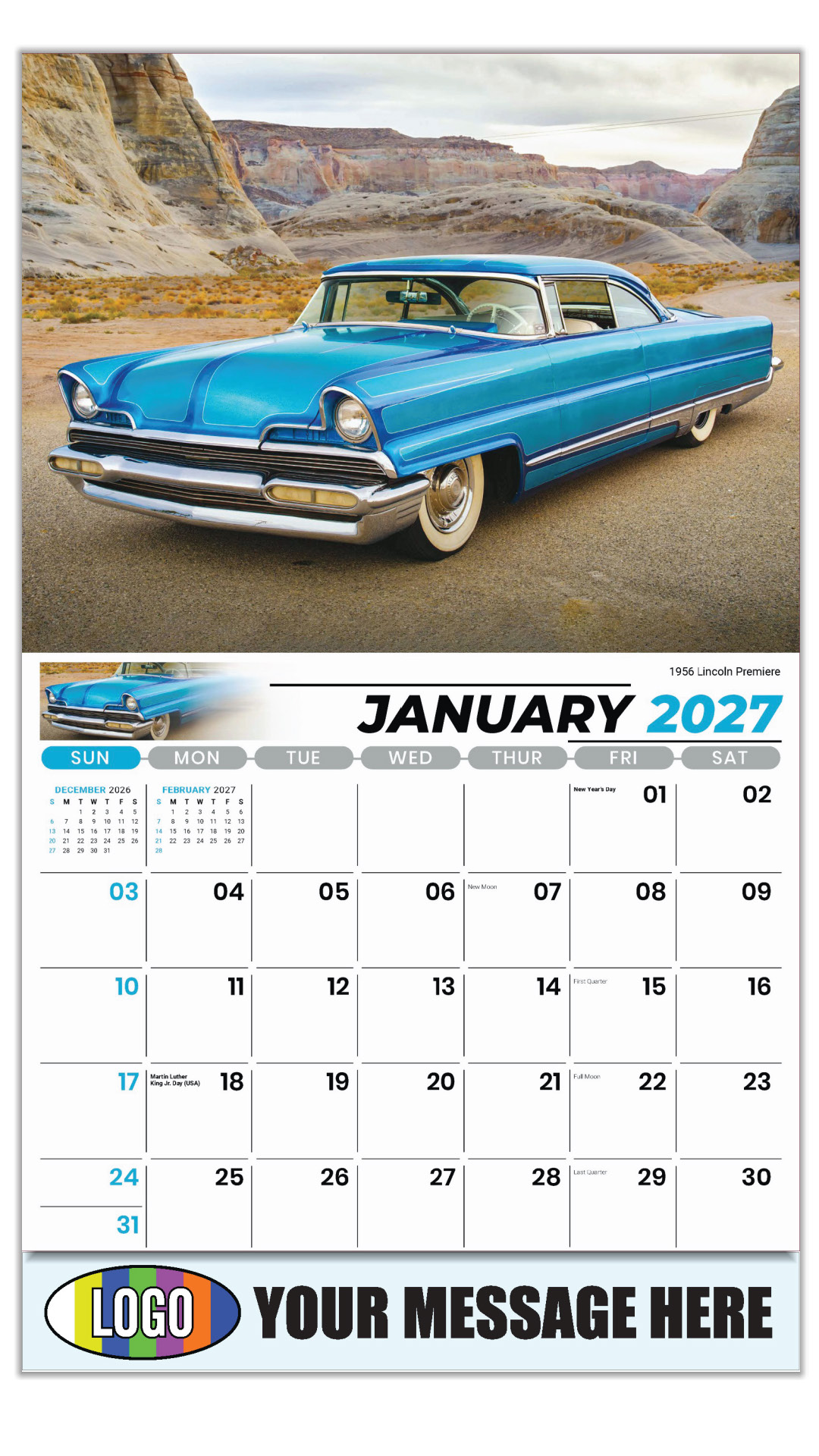2027 Classic Cars Business Promotional Calendar