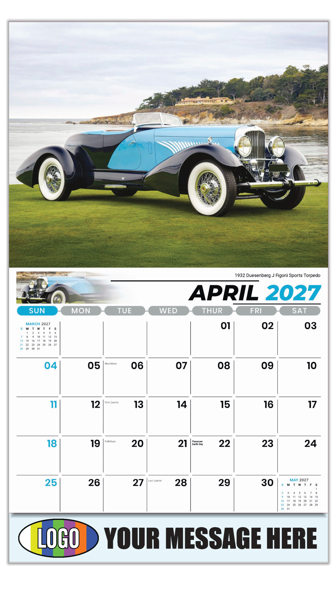 2027 Classic Cars Business Promotional Calendar