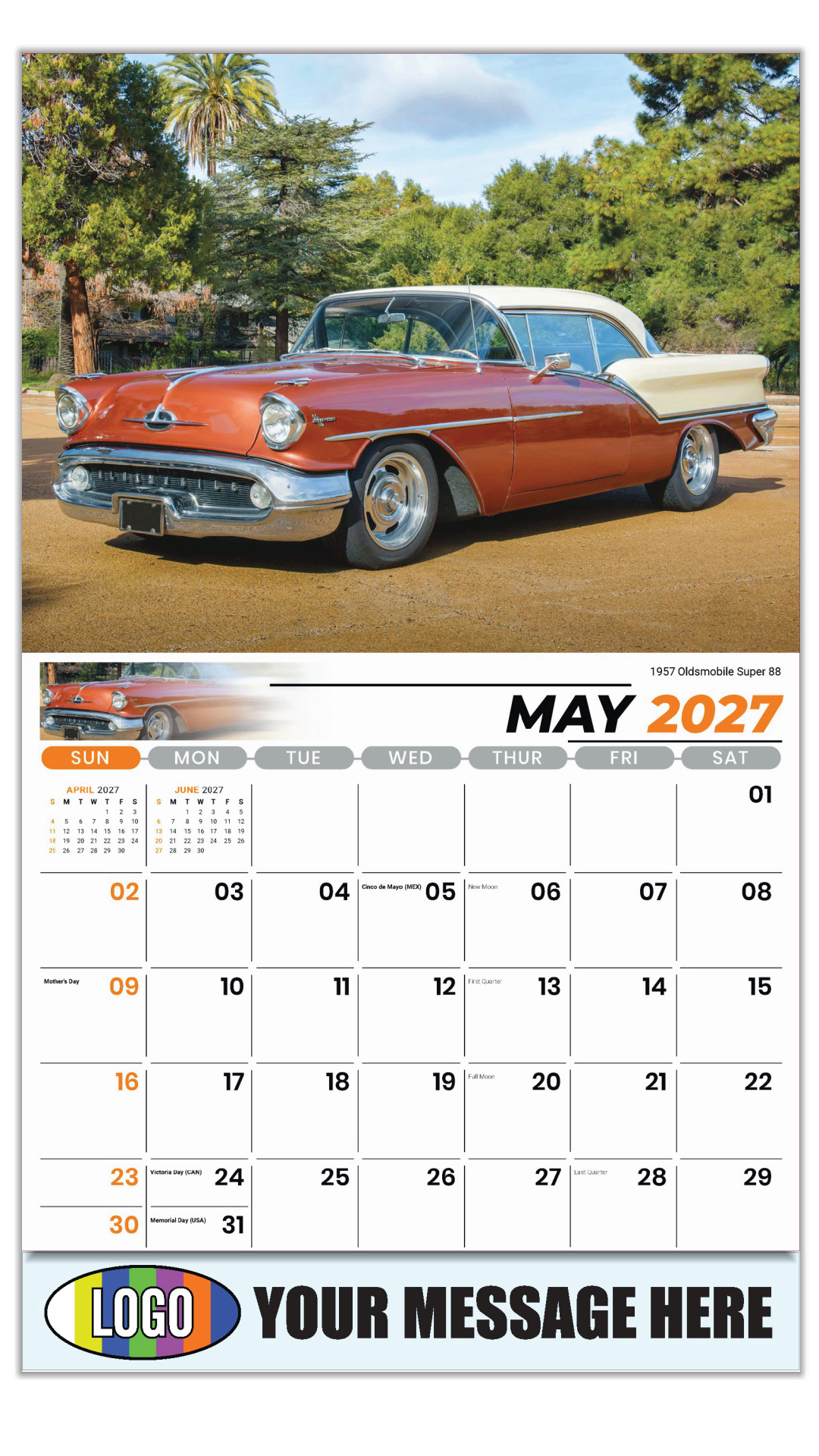 2027 Classic Cars Business Promotional Calendar