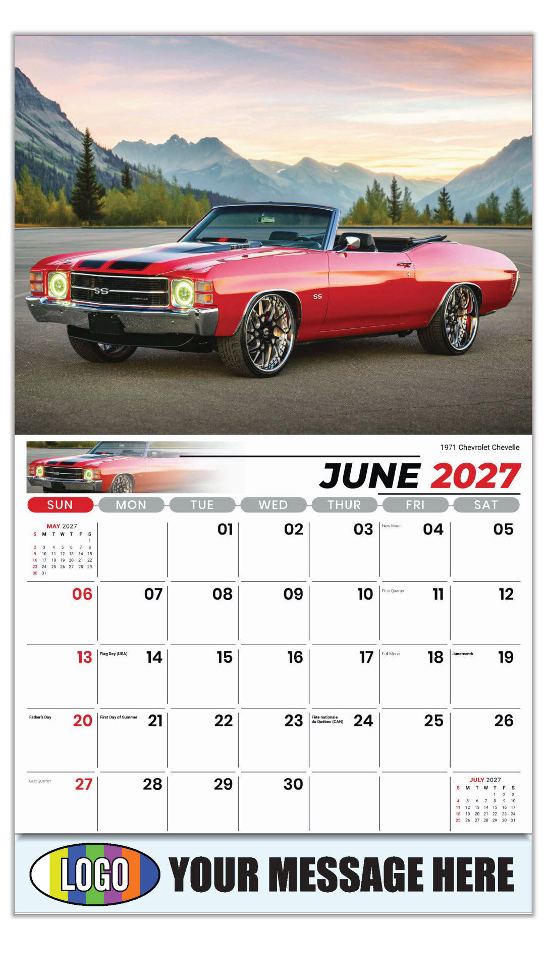 2027 Classic Cars Business Promotional Calendar