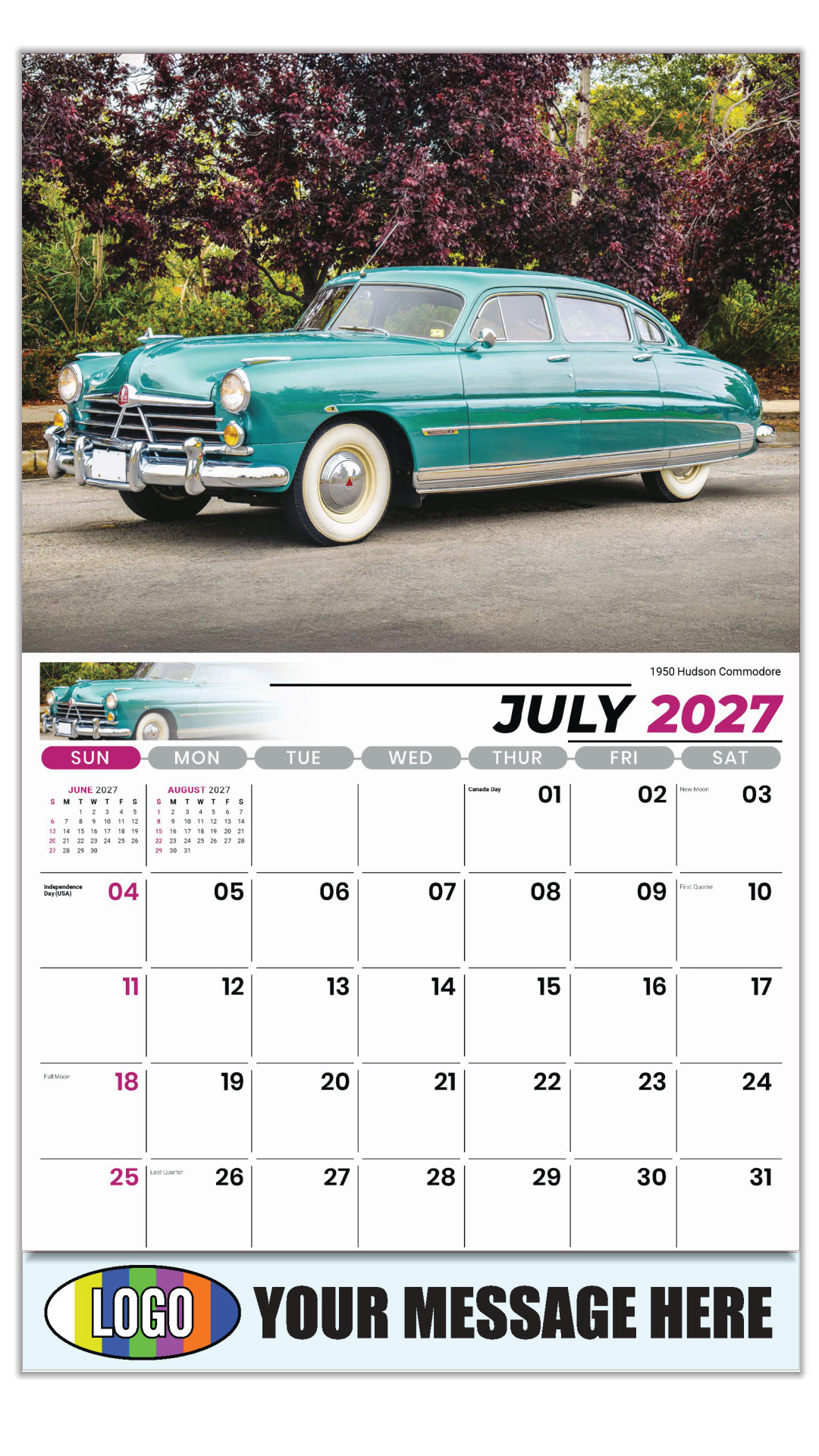 2027 Classic Cars Business Promotional Calendar