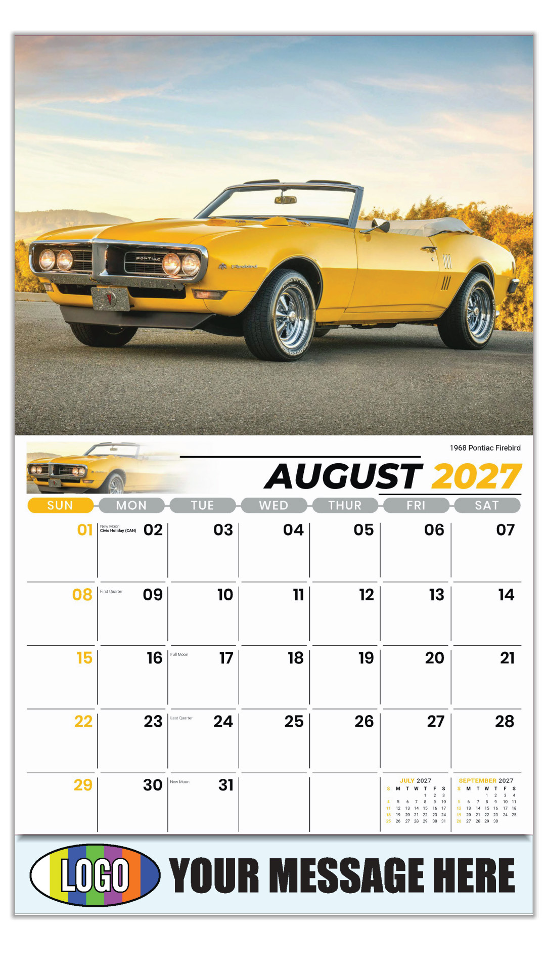 2027 Classic Cars Business Promotional Calendar