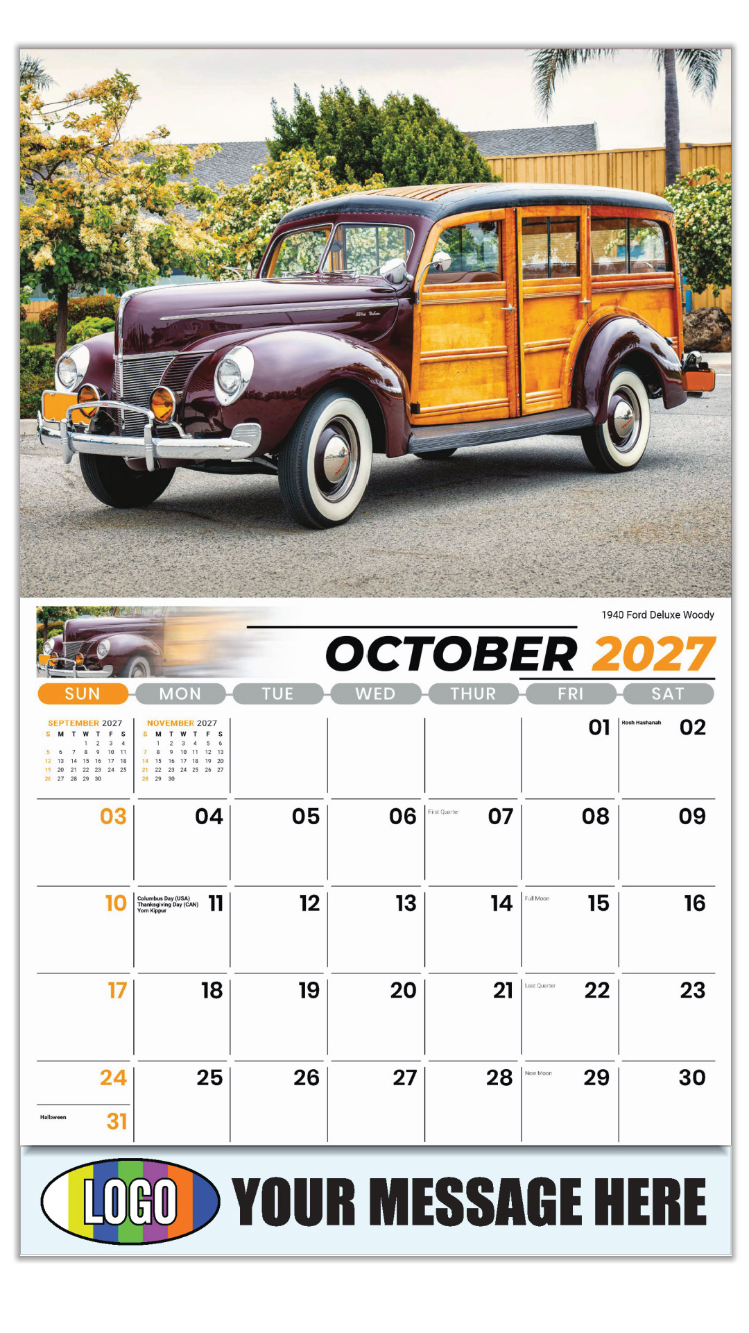 2027 Classic Cars Business Promotional Calendar