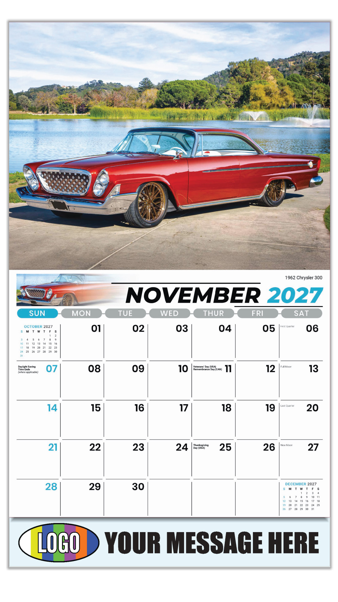 2027 Classic Cars Business Promotional Calendar