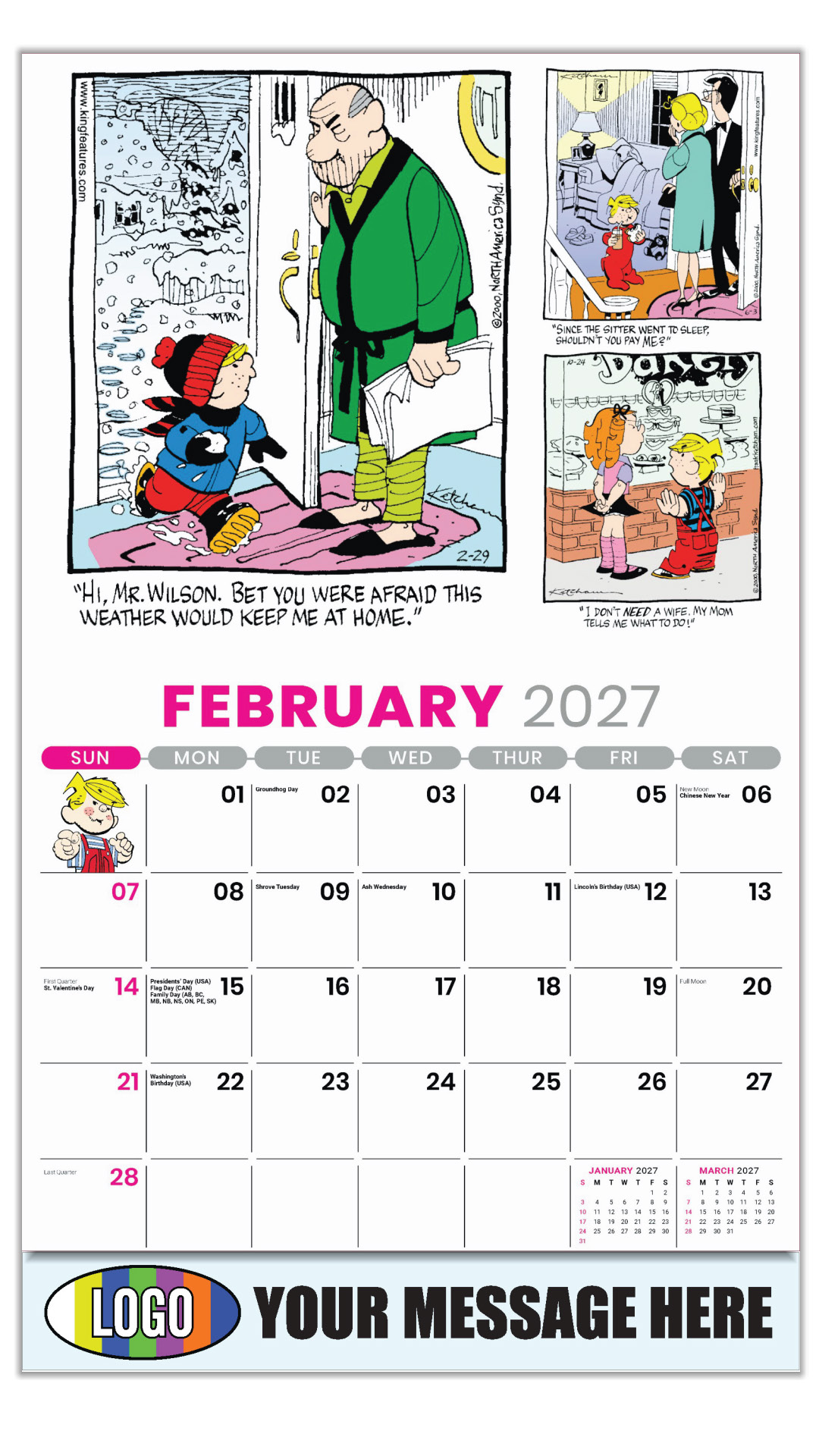 2027 Dennis the Menace Business Promotional Calendar