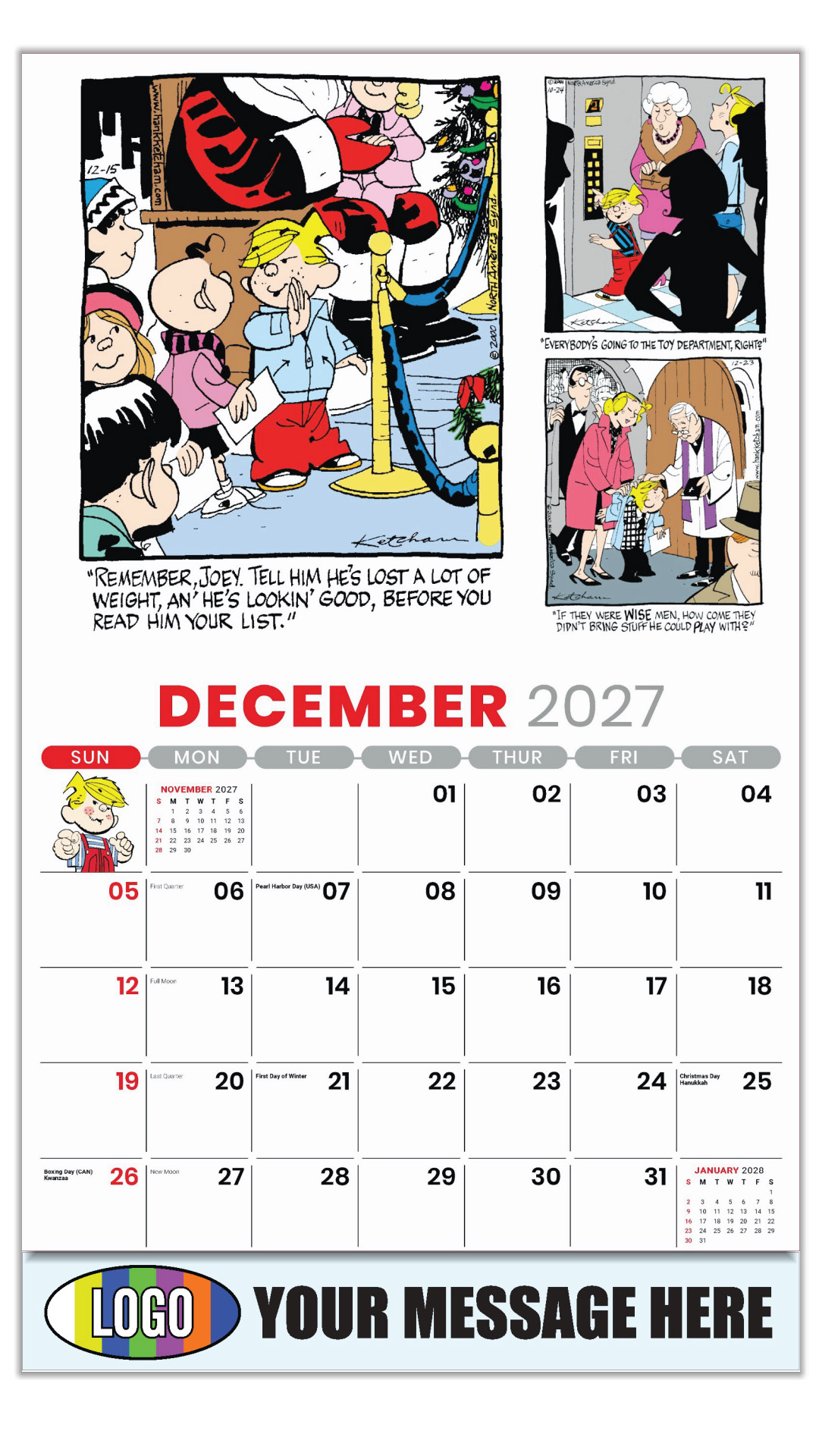 2027 Dennis the Menace Business Promotional Calendar
