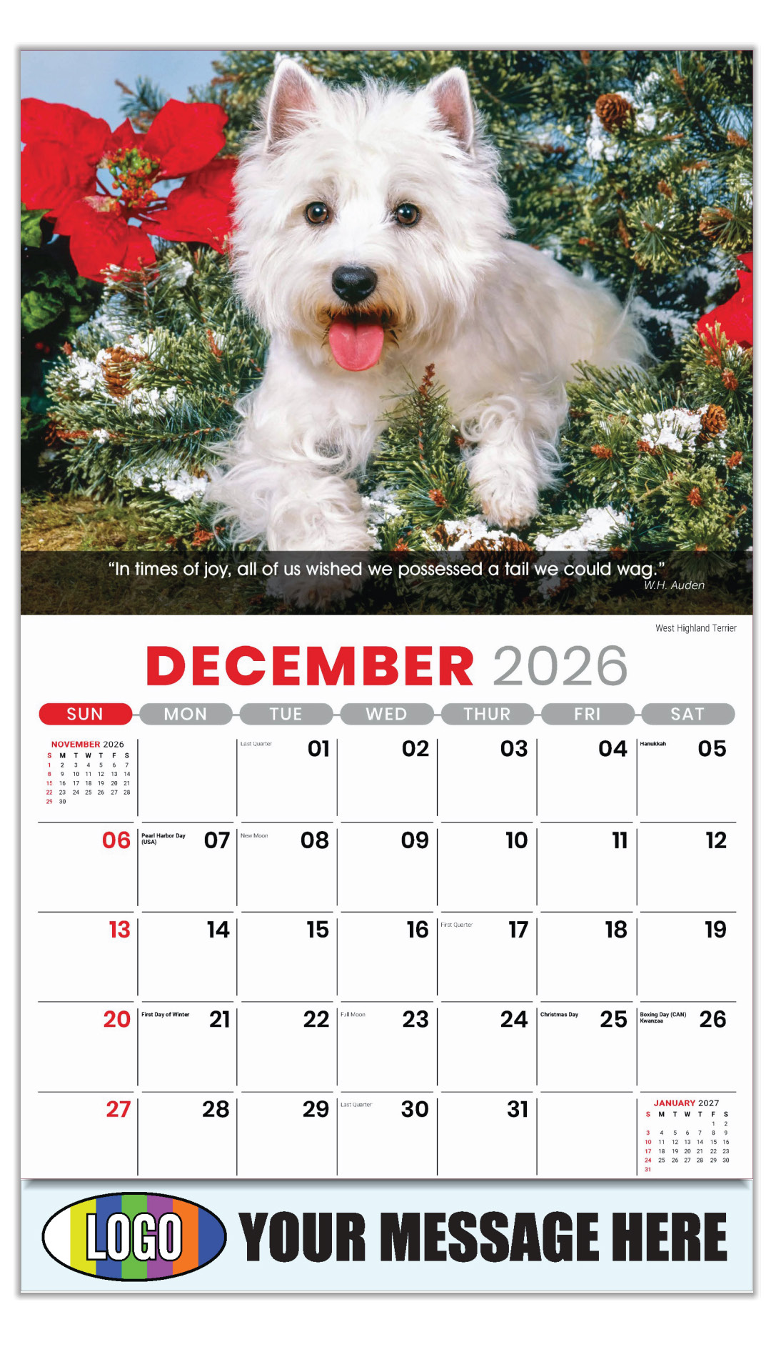 2027 Dogs Business Promotional Calendar