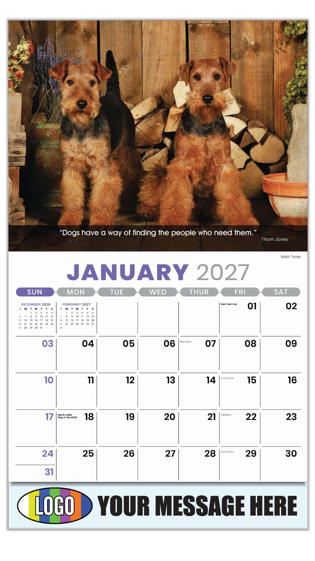 2027 Dogs Business Promotional Calendar