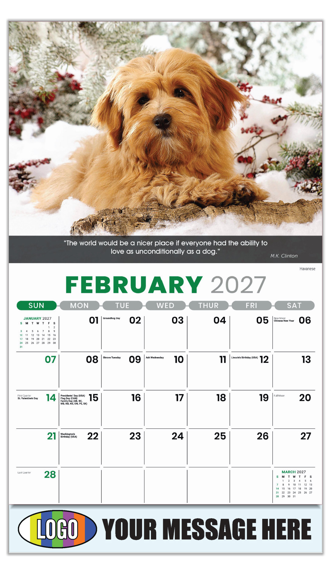 2027 Dogs Business Promotional Calendar