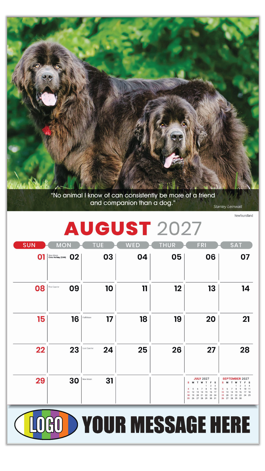 2027 Dogs Business Promotional Calendar
