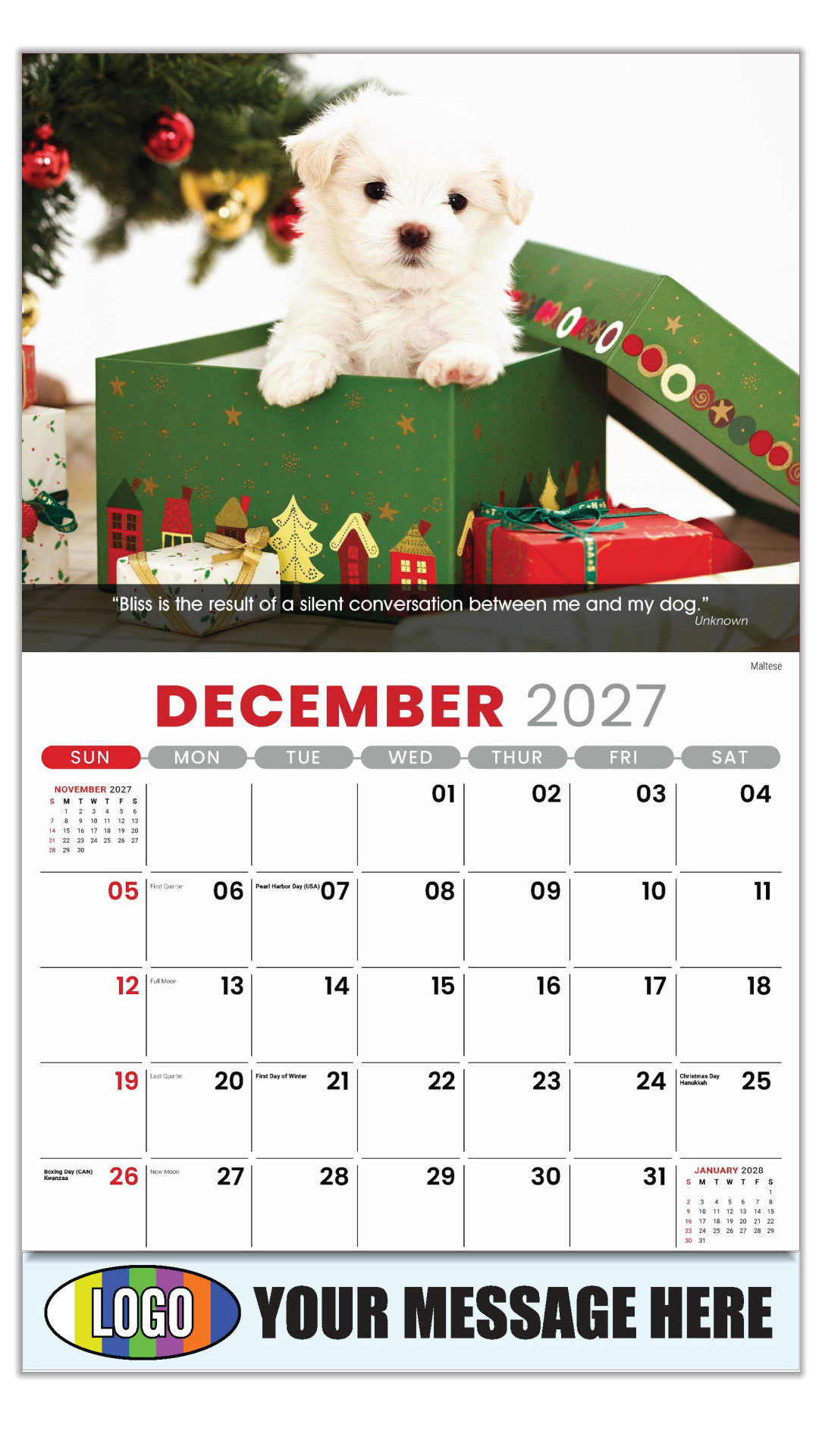2027 Dogs Business Promotional Calendar