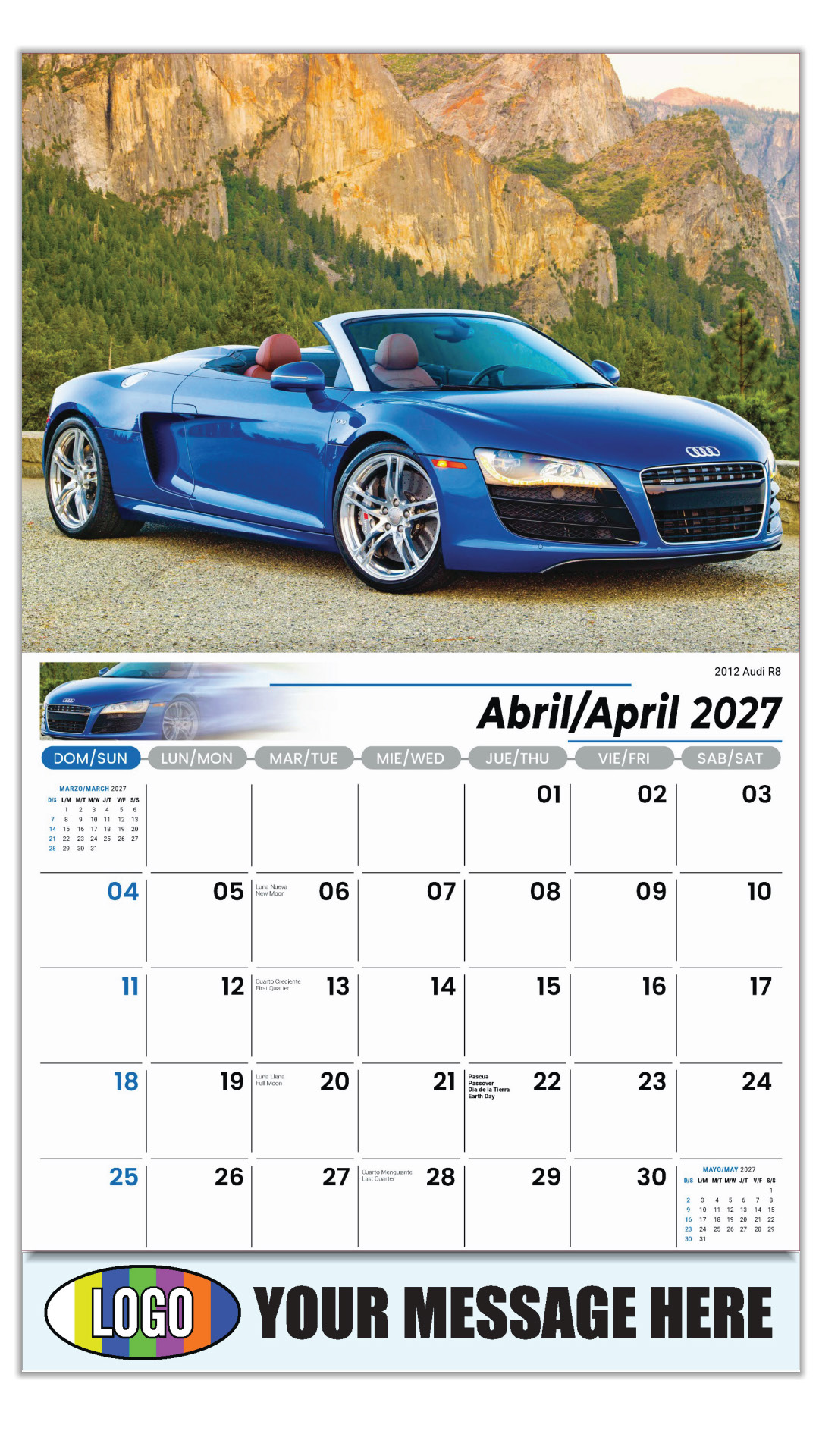2027 Exotic Cars Bilingual Business Promotional Calendar