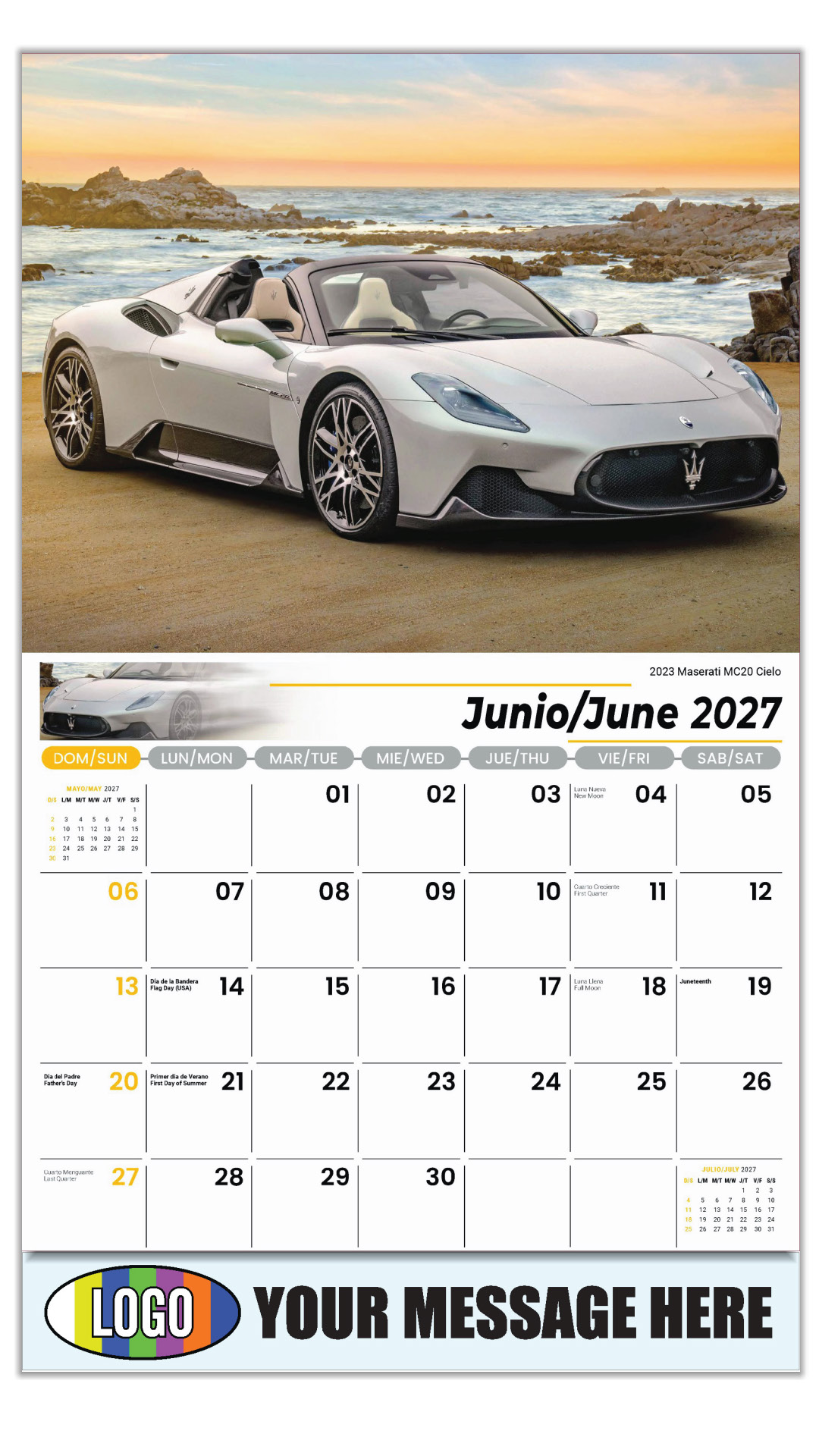 2027 Exotic Cars Bilingual Business Promotional Calendar
