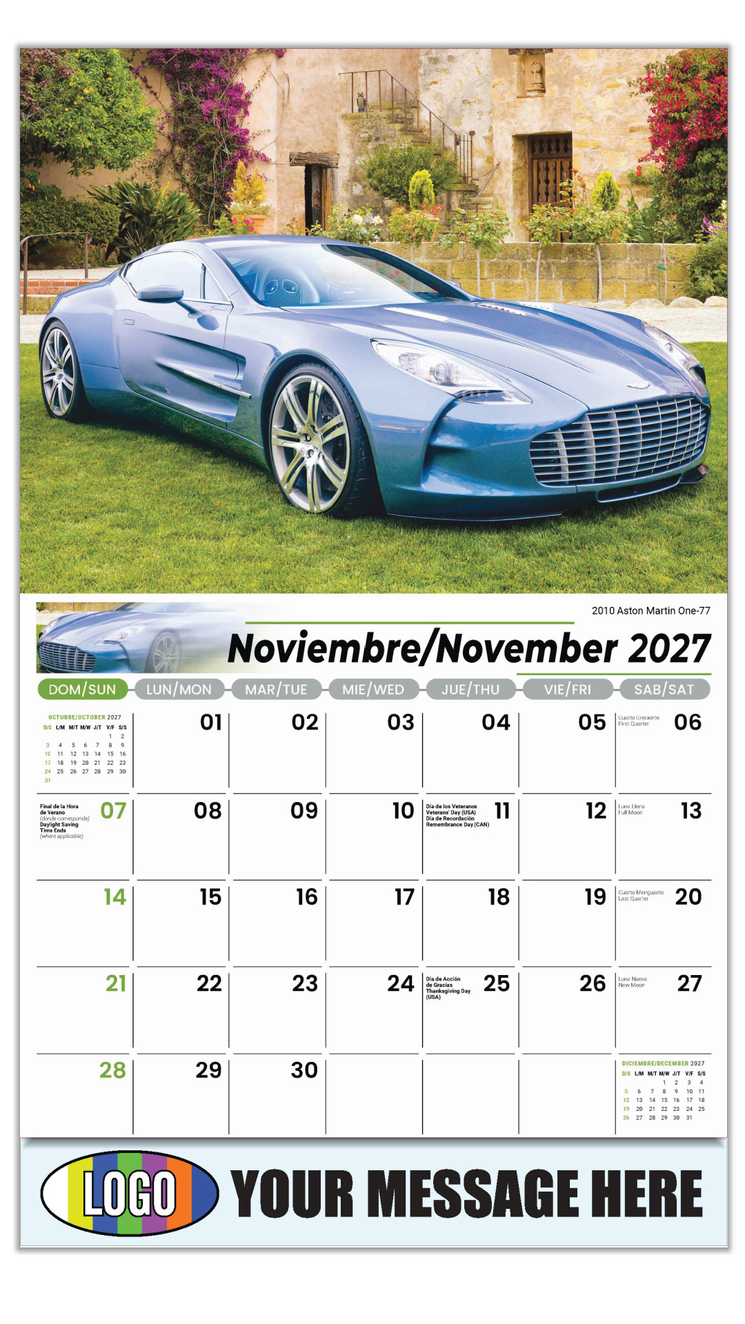 2027 Exotic Cars Bilingual Business Promotional Calendar