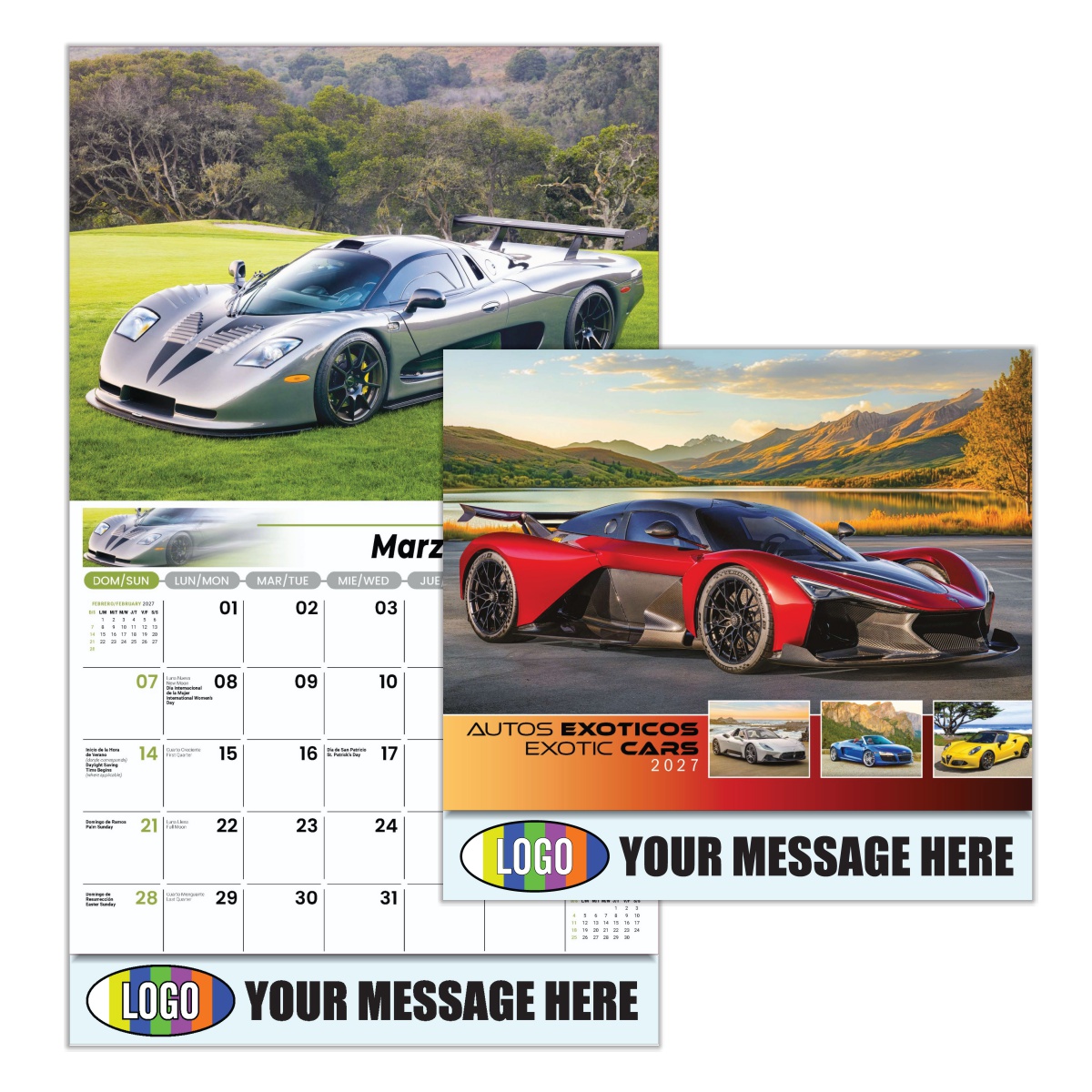 2027 Exotic Cars Bilingual Business Promotional Calendar