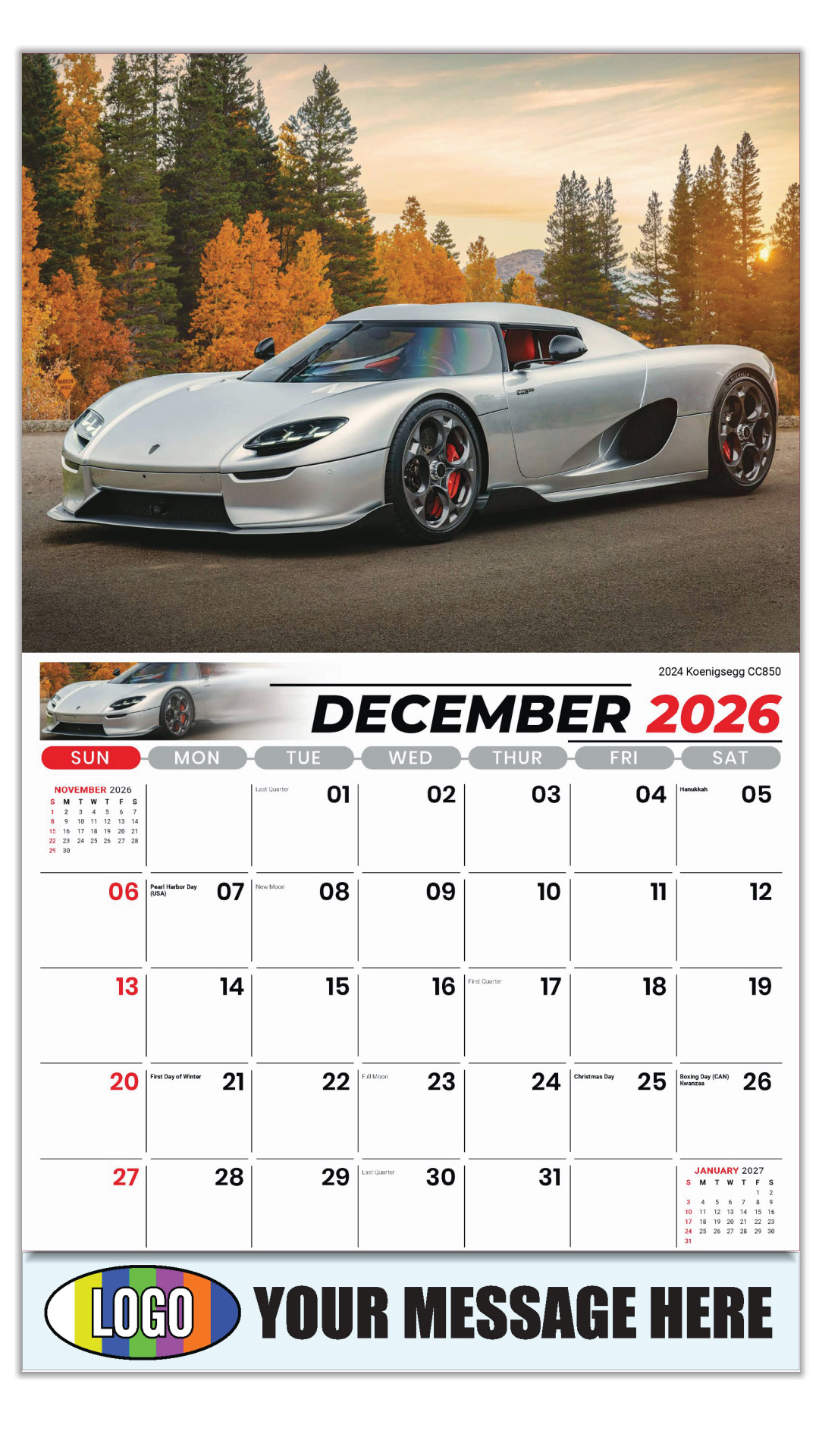 2027 Exotic Cars Business Promotional Calendar