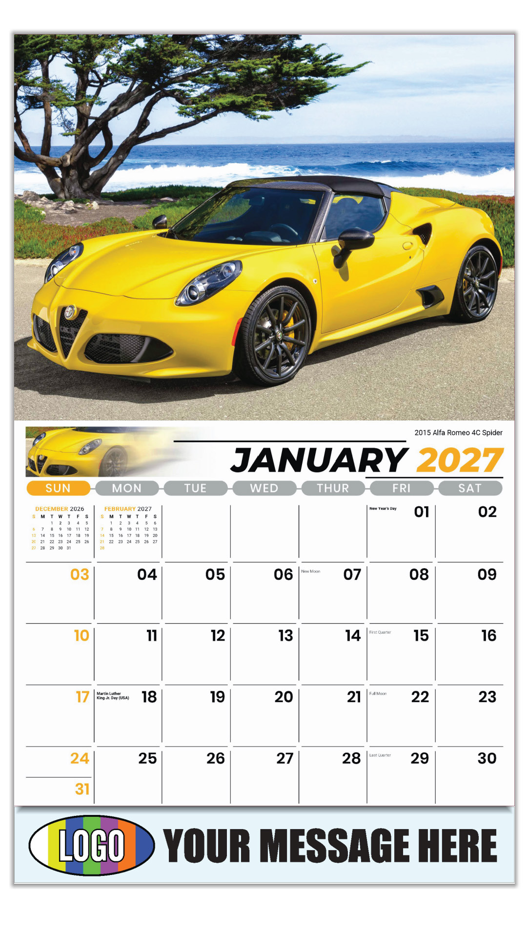 2027 Exotic Cars Business Promotional Calendar