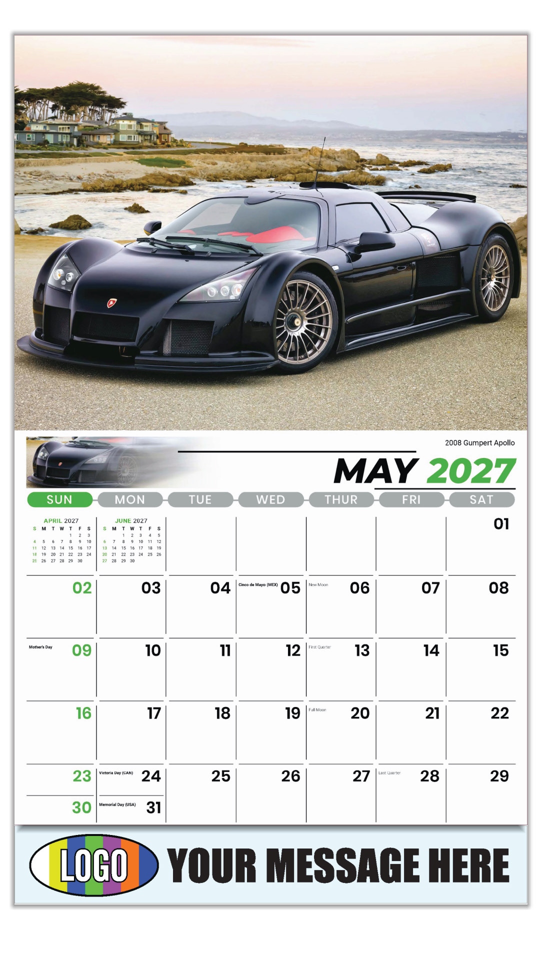 2027 Exotic Cars Business Promotional Calendar