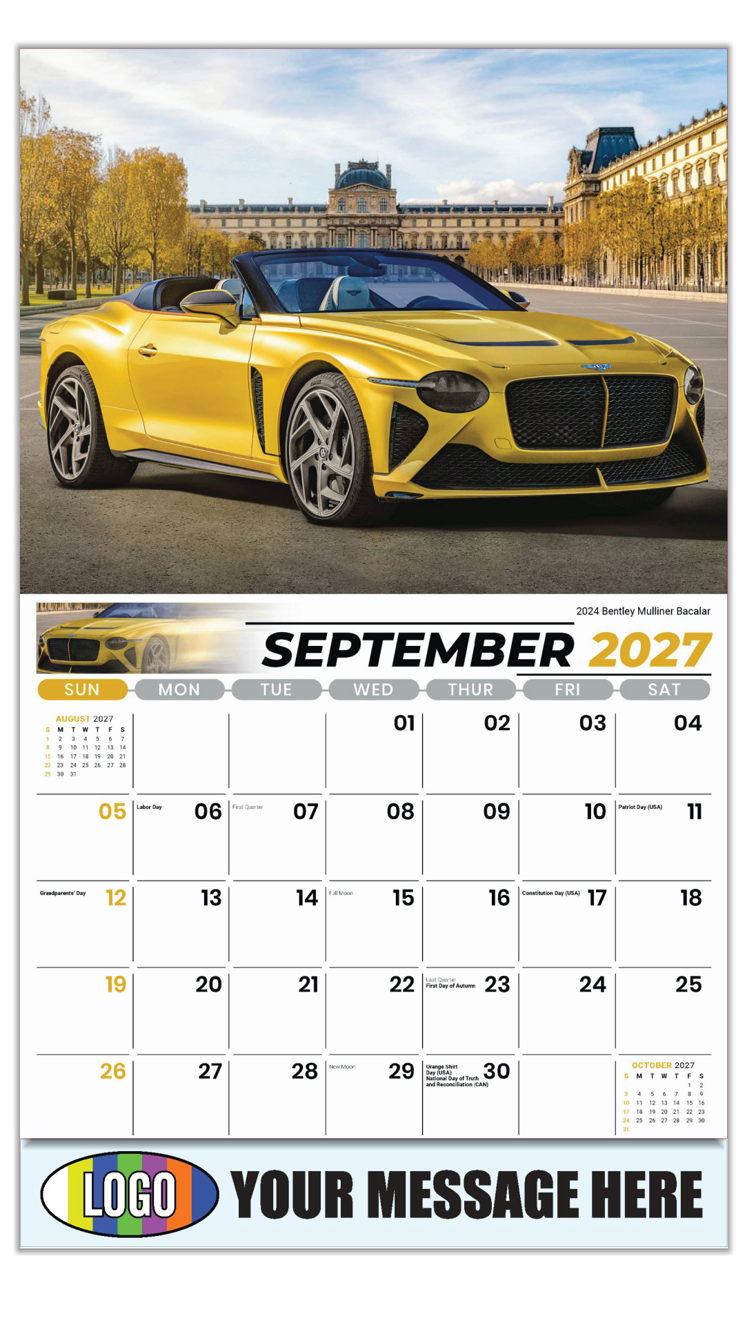 2027 Exotic Cars Business Promotional Calendar