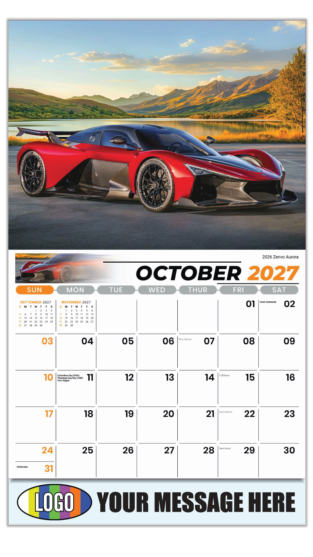 2027 Exotic Cars Business Promotional Calendar