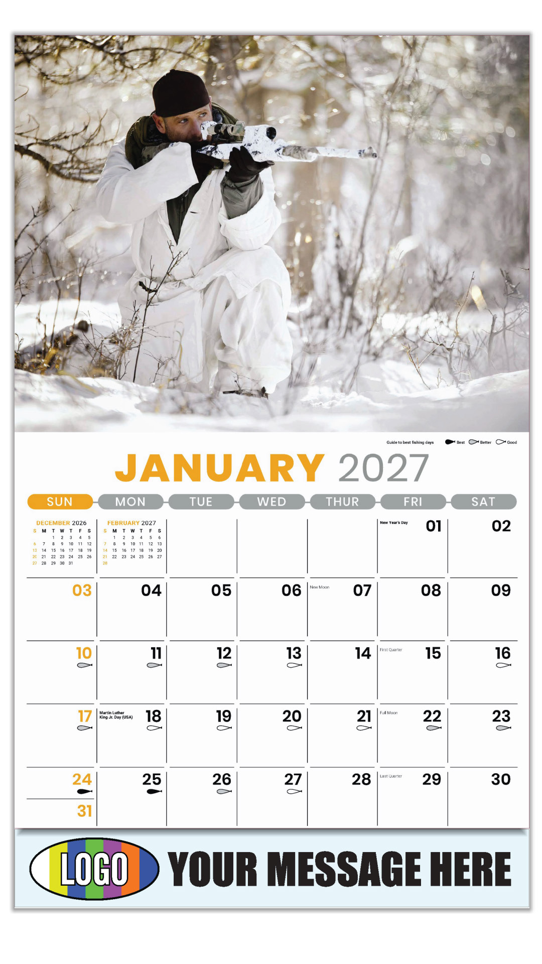 2027 Fishing and Hunting Business Promotional Calendar