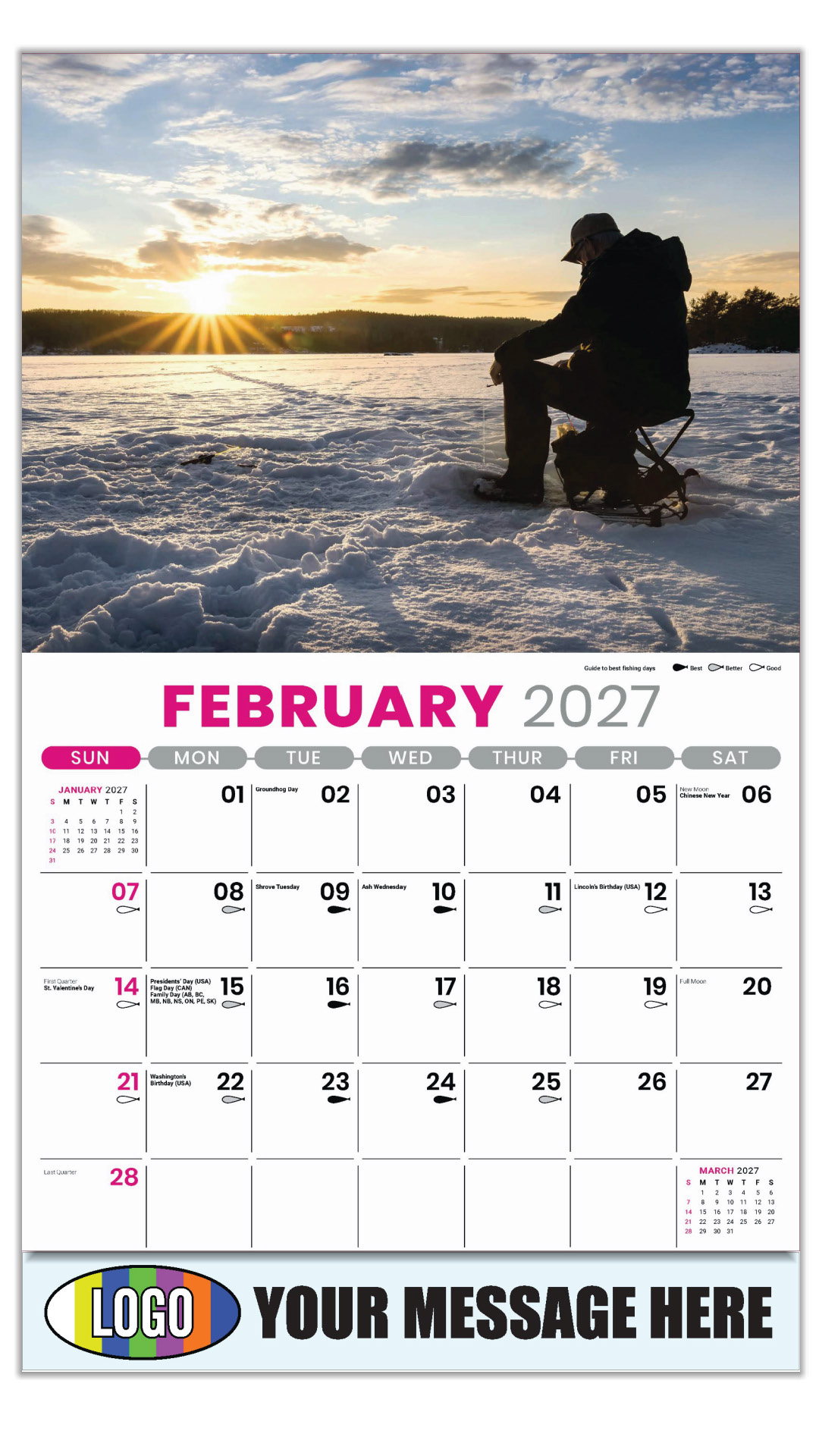2027 Fishing and Hunting Business Promotional Calendar