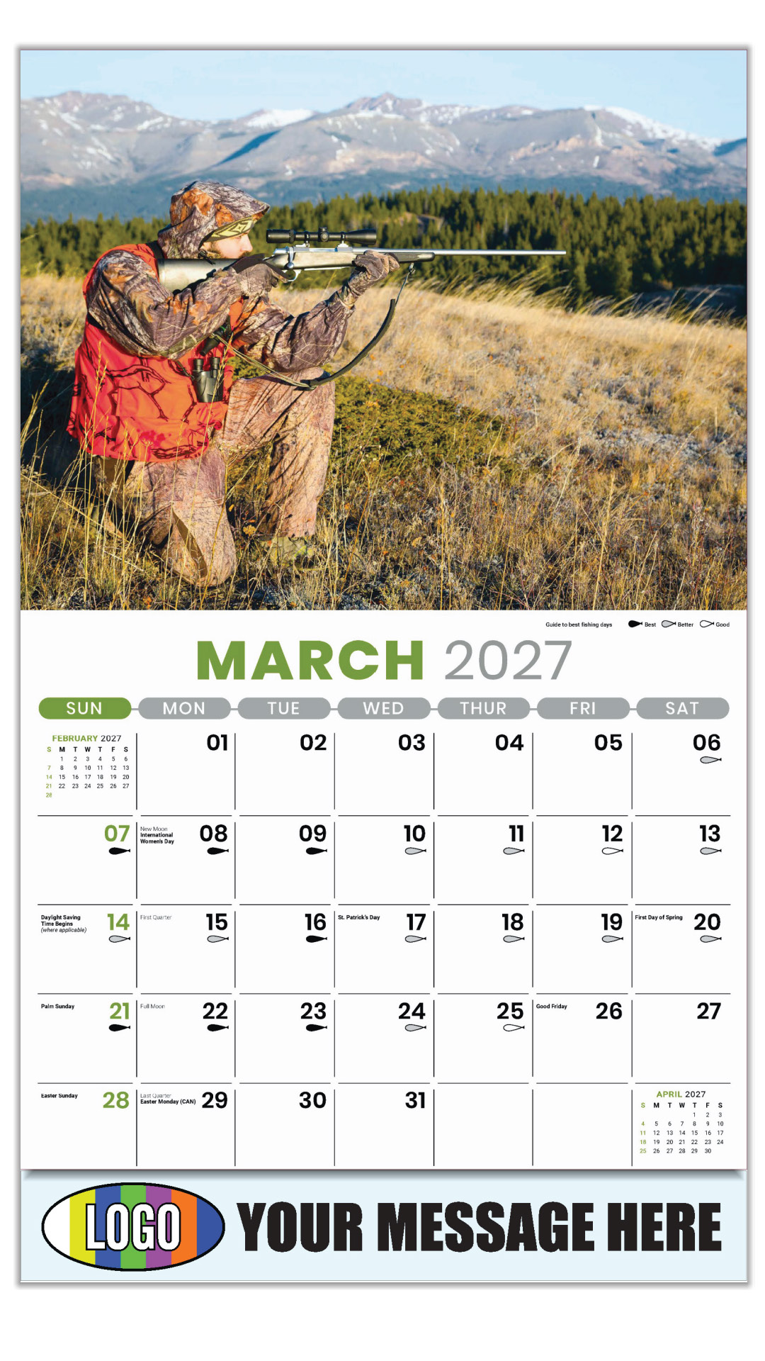 2027 Fishing and Hunting Business Promotional Calendar