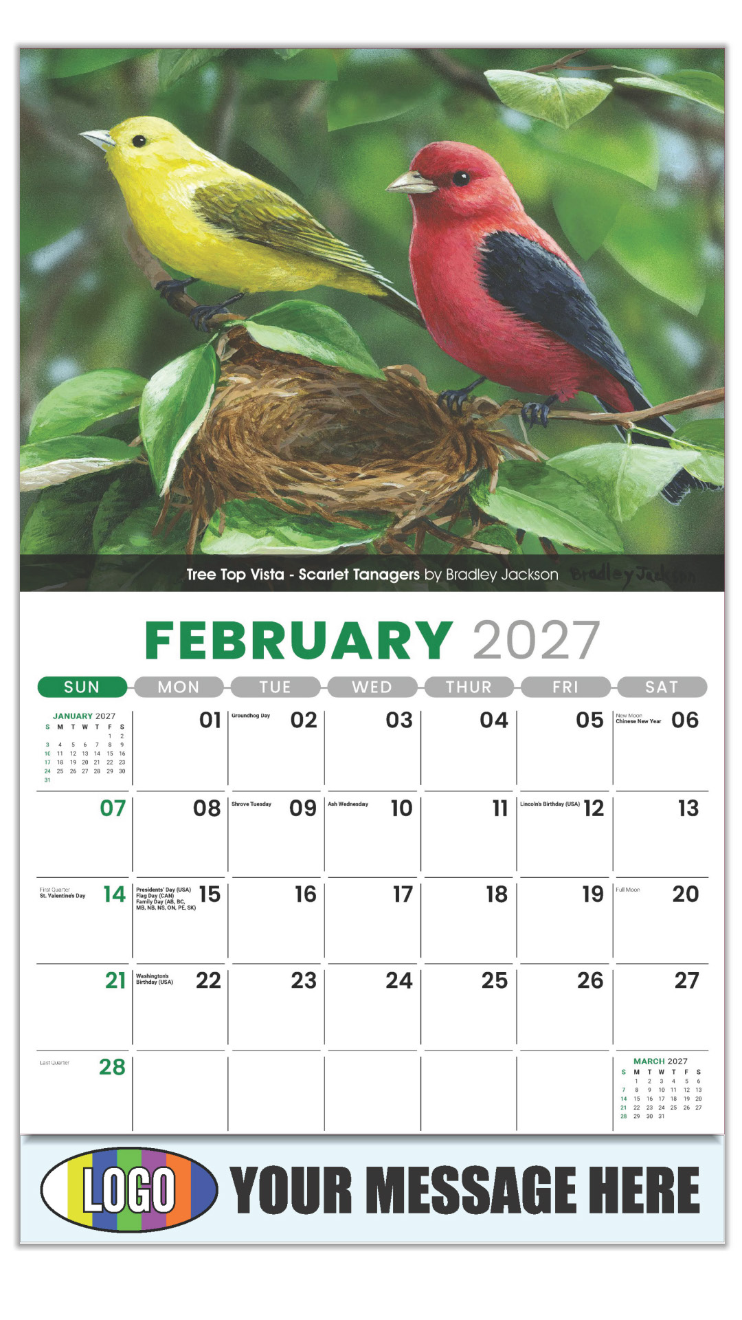 2027 Garden Birds Business Promotional Calendar