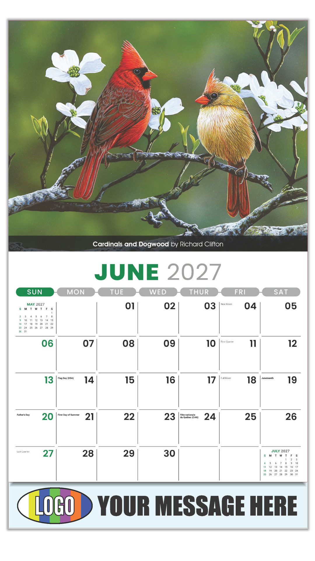 2027 Garden Birds Business Promotional Calendar