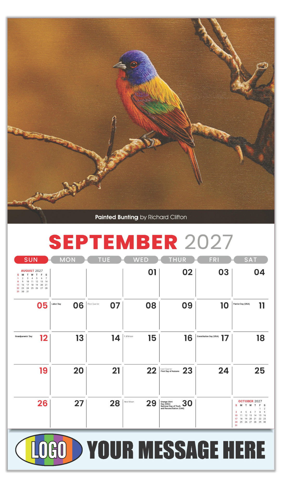 2027 Garden Birds Business Promotional Calendar