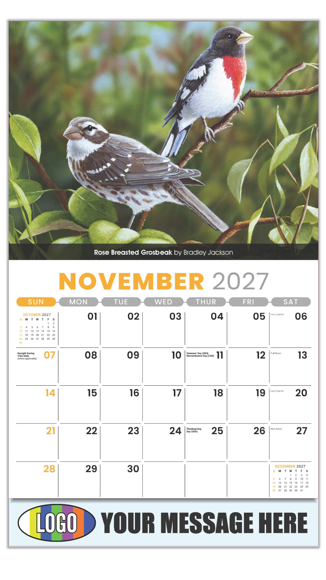 2027 Garden Birds Business Promotional Calendar
