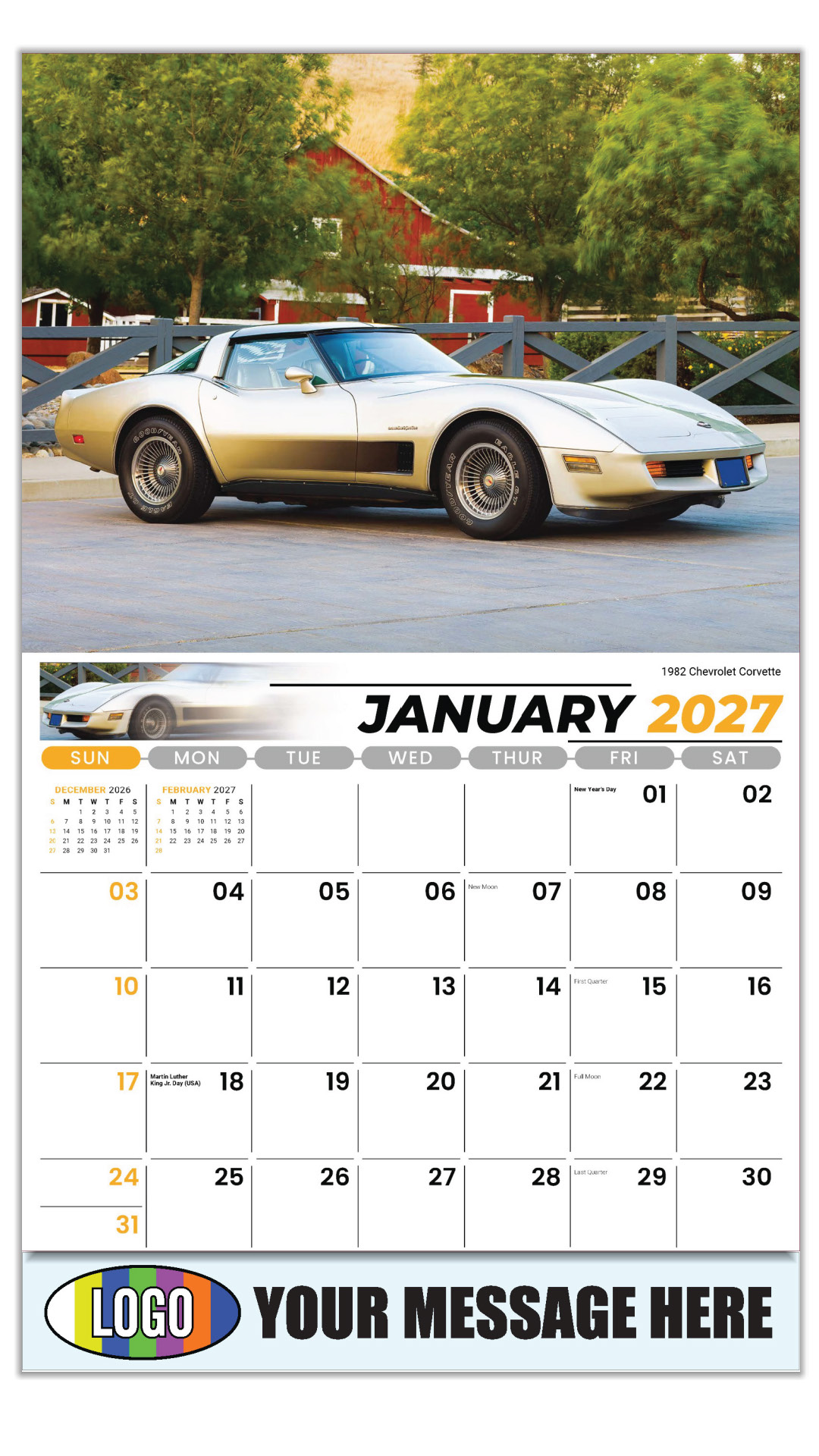 2027 GM Classic Cars Business Promotional Calendar