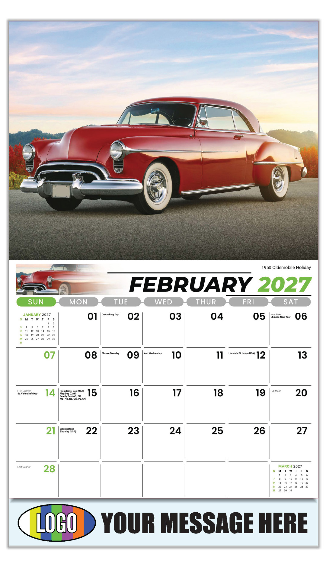 2027 GM Classic Cars Business Promotional Calendar