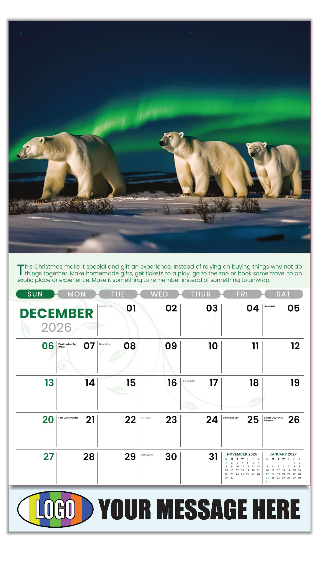 2027 Go Green Business Promotional Calendar