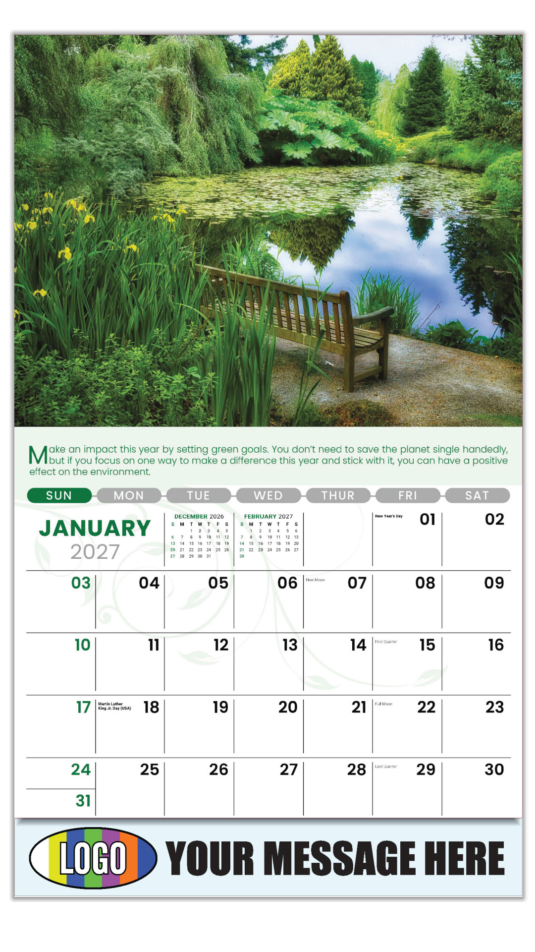 2027 Go Green Business Promotional Calendar