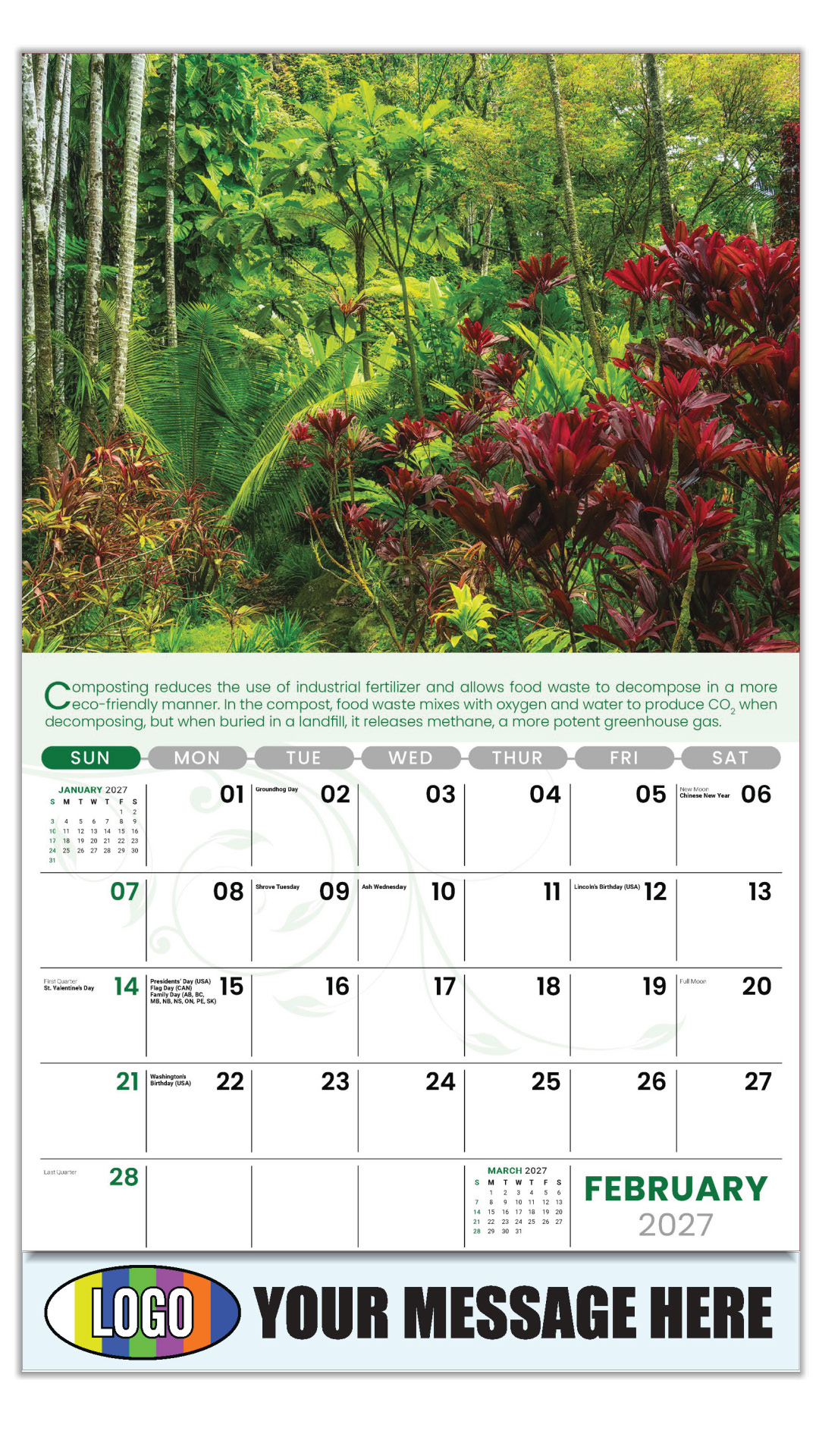 2027 Go Green Business Promotional Calendar