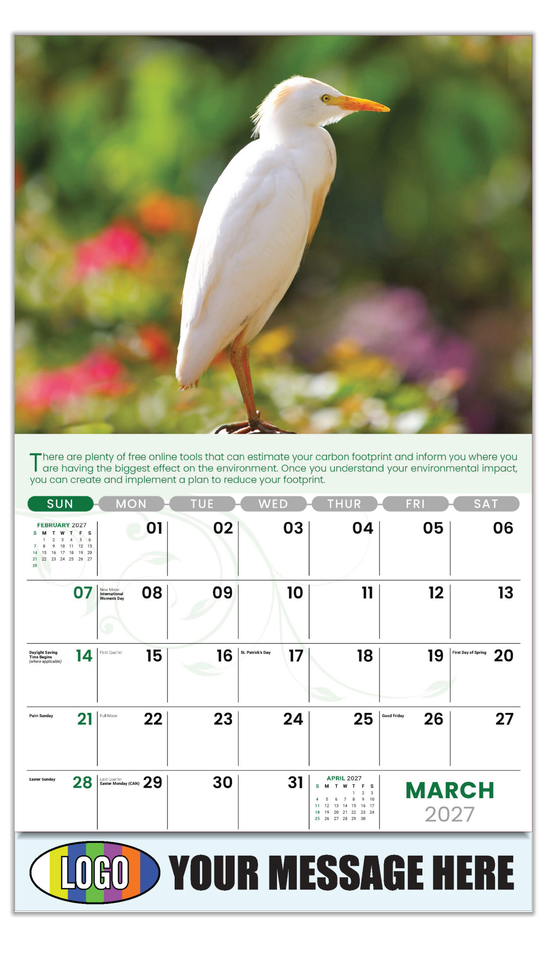 2027 Go Green Business Promotional Calendar