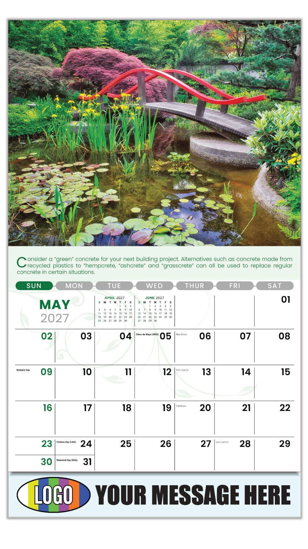 2027 Go Green Business Promotional Calendar