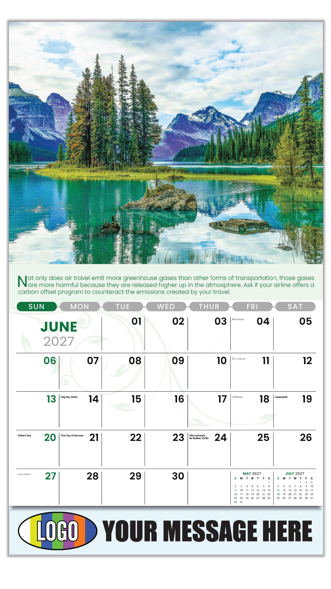 2027 Go Green Business Promotional Calendar