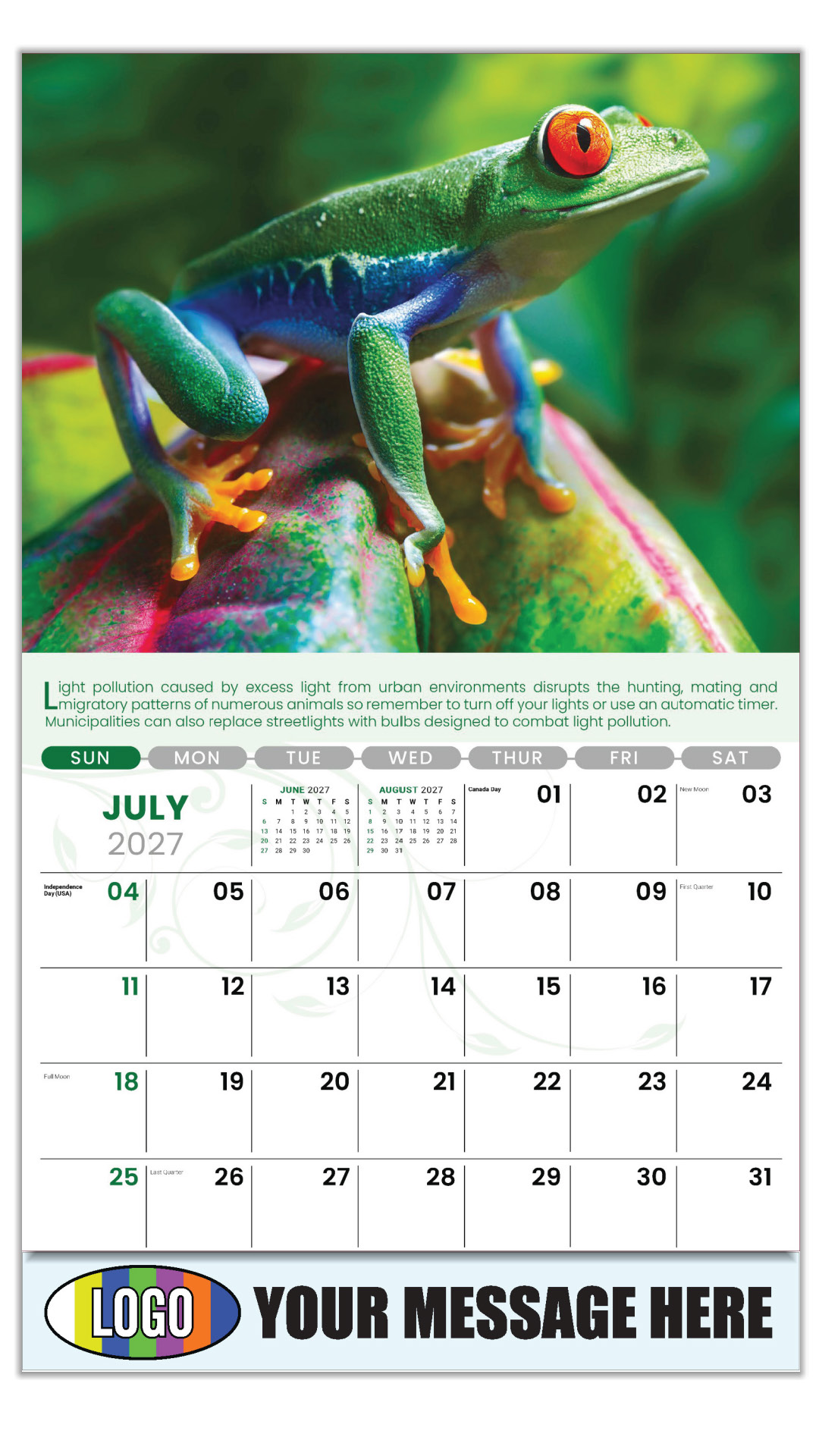 2027 Go Green Business Promotional Calendar