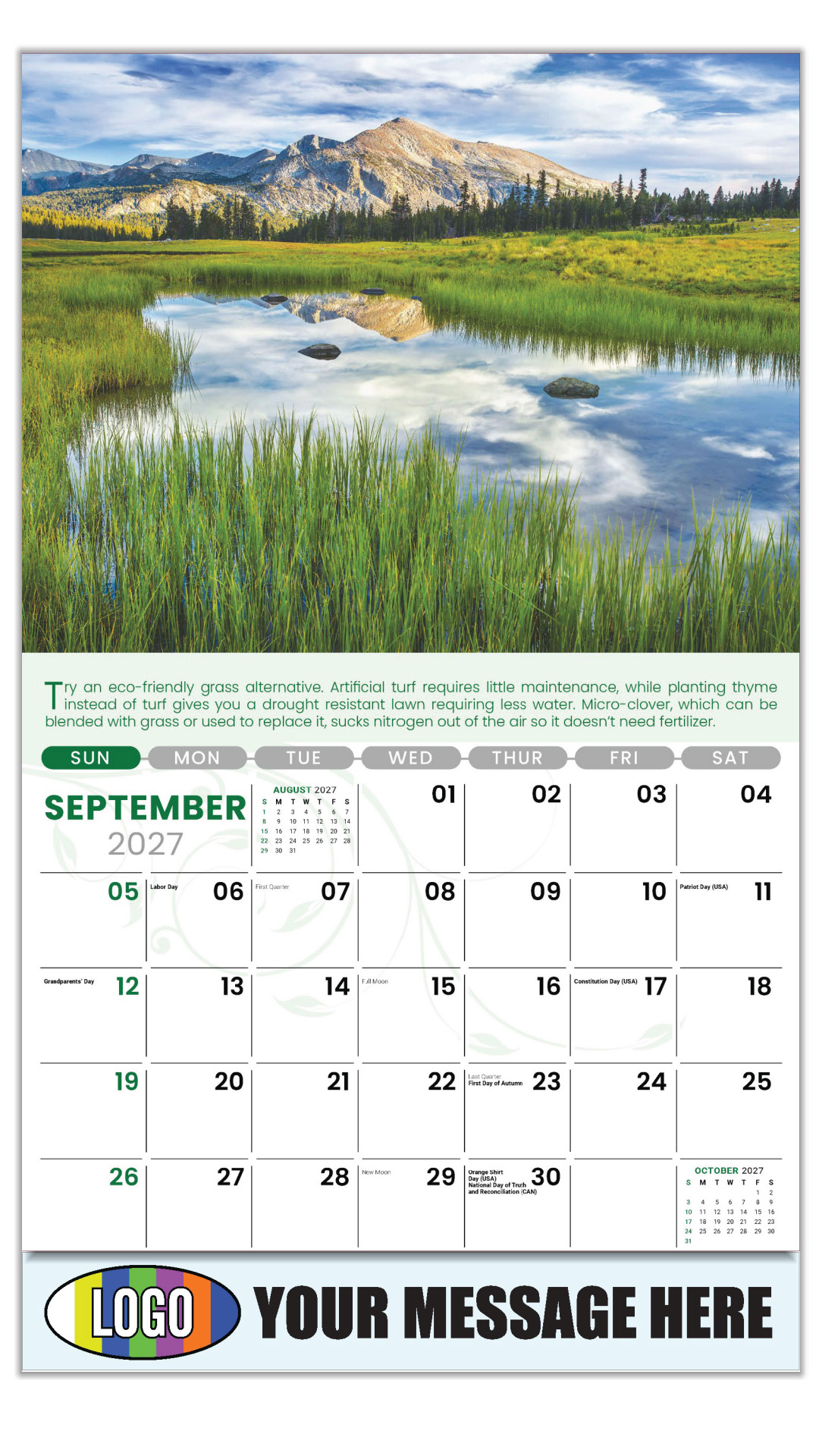 2027 Go Green Business Promotional Calendar