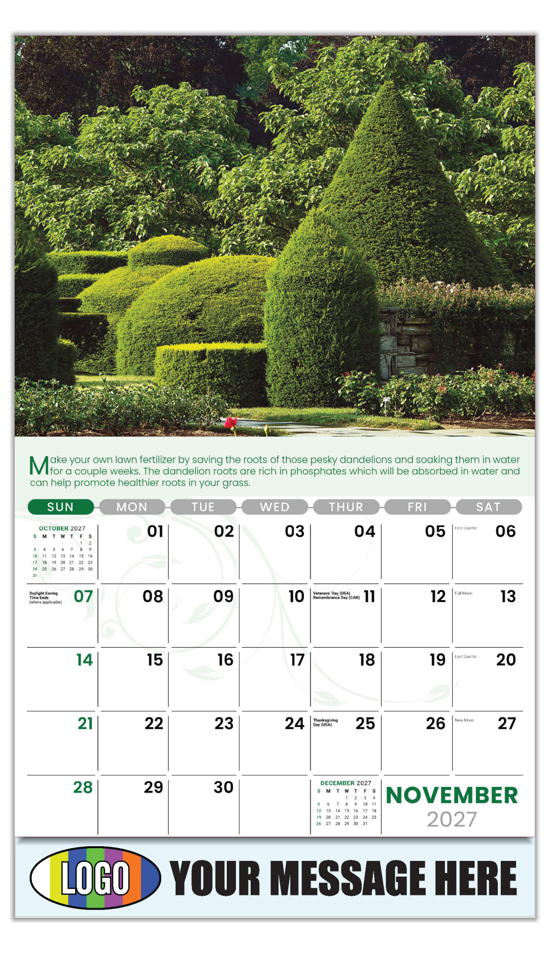 2027 Go Green Business Promotional Calendar