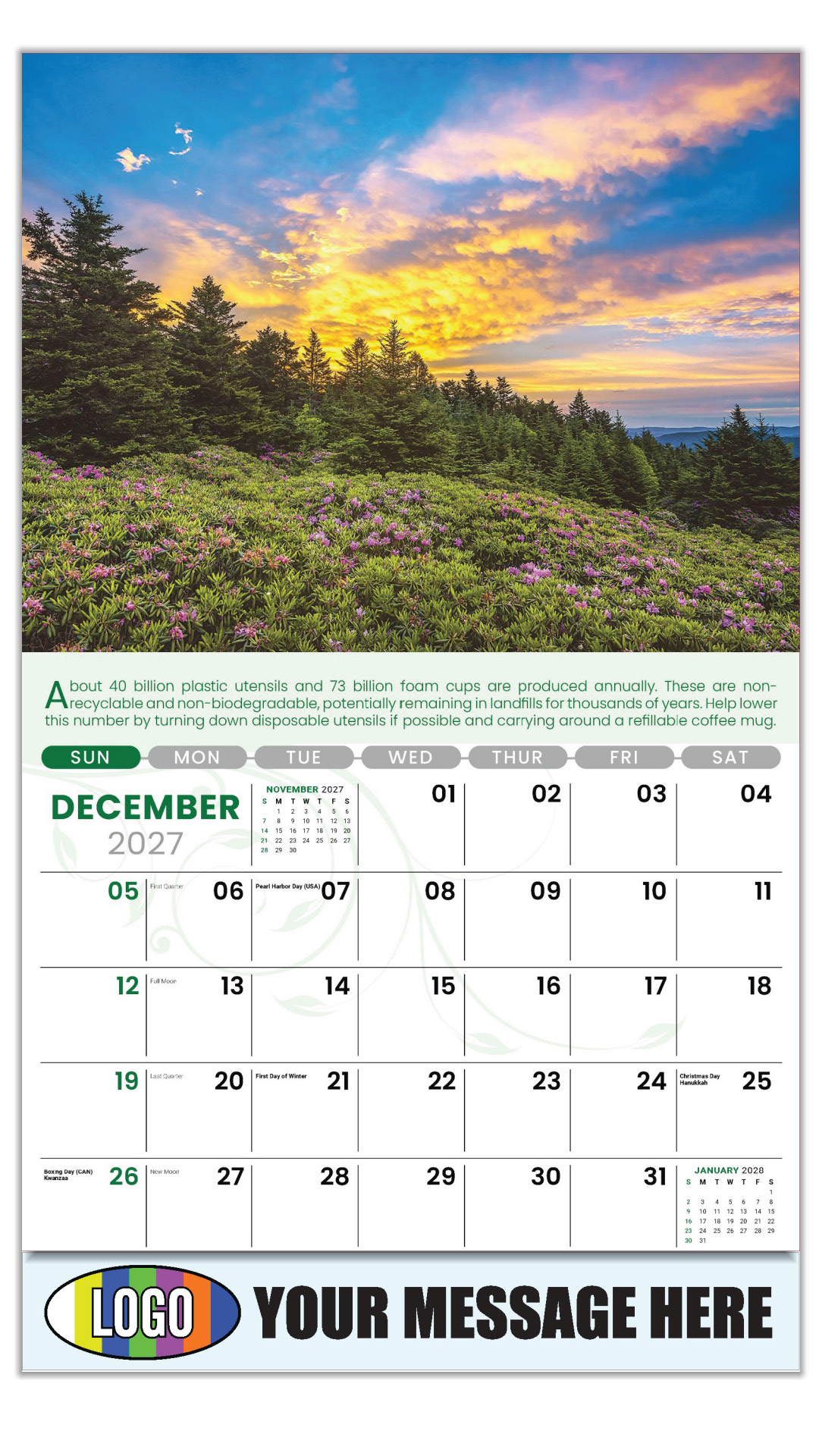 2027 Go Green Business Promotional Calendar