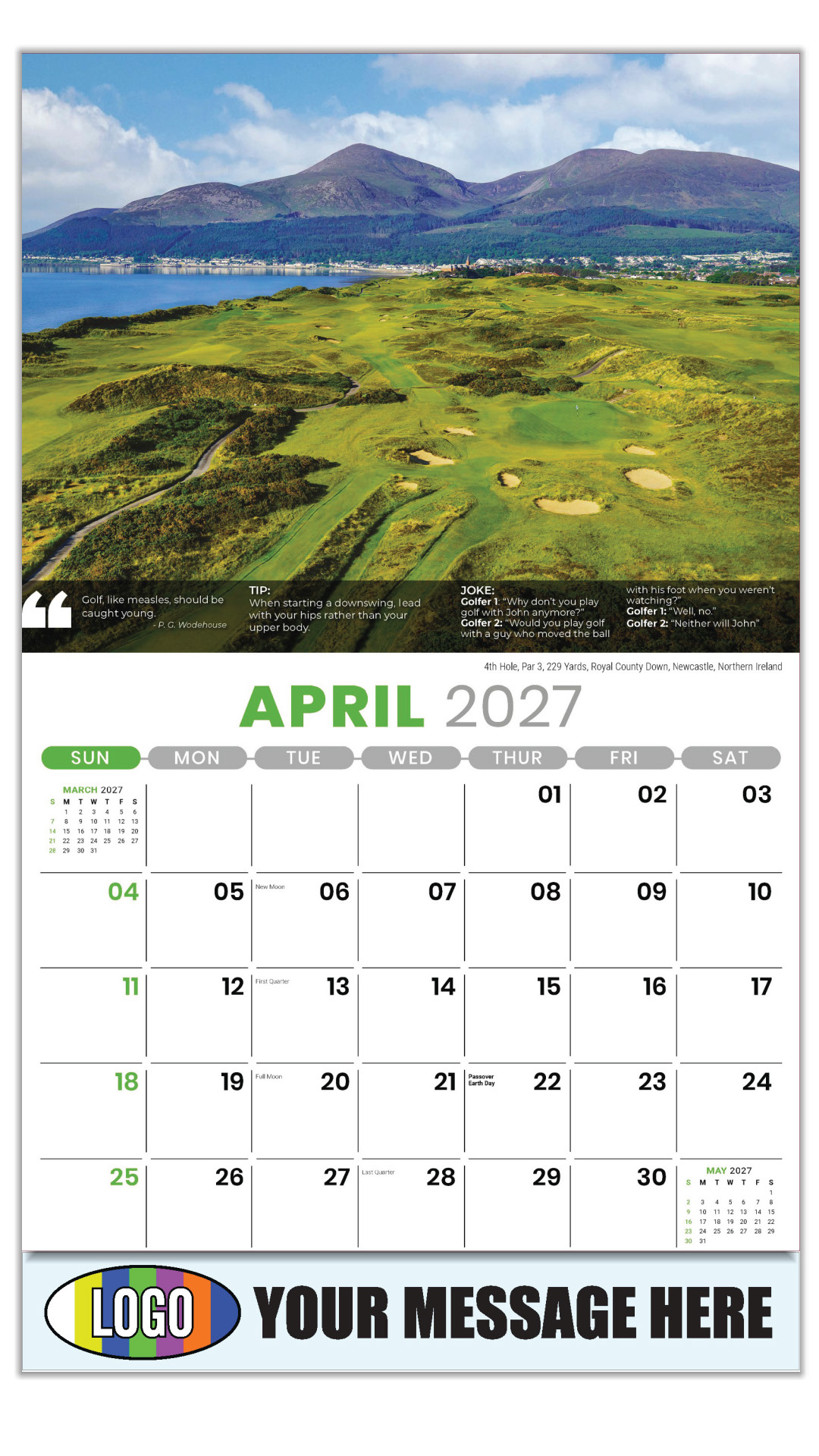 2027 Golf Tips, Quips and Holes Business Promotional Calendar