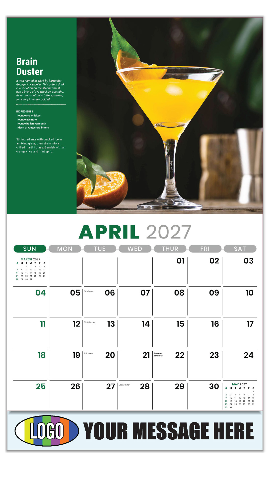 2027 Happy Hour Cocktails Business Promotional Calendar