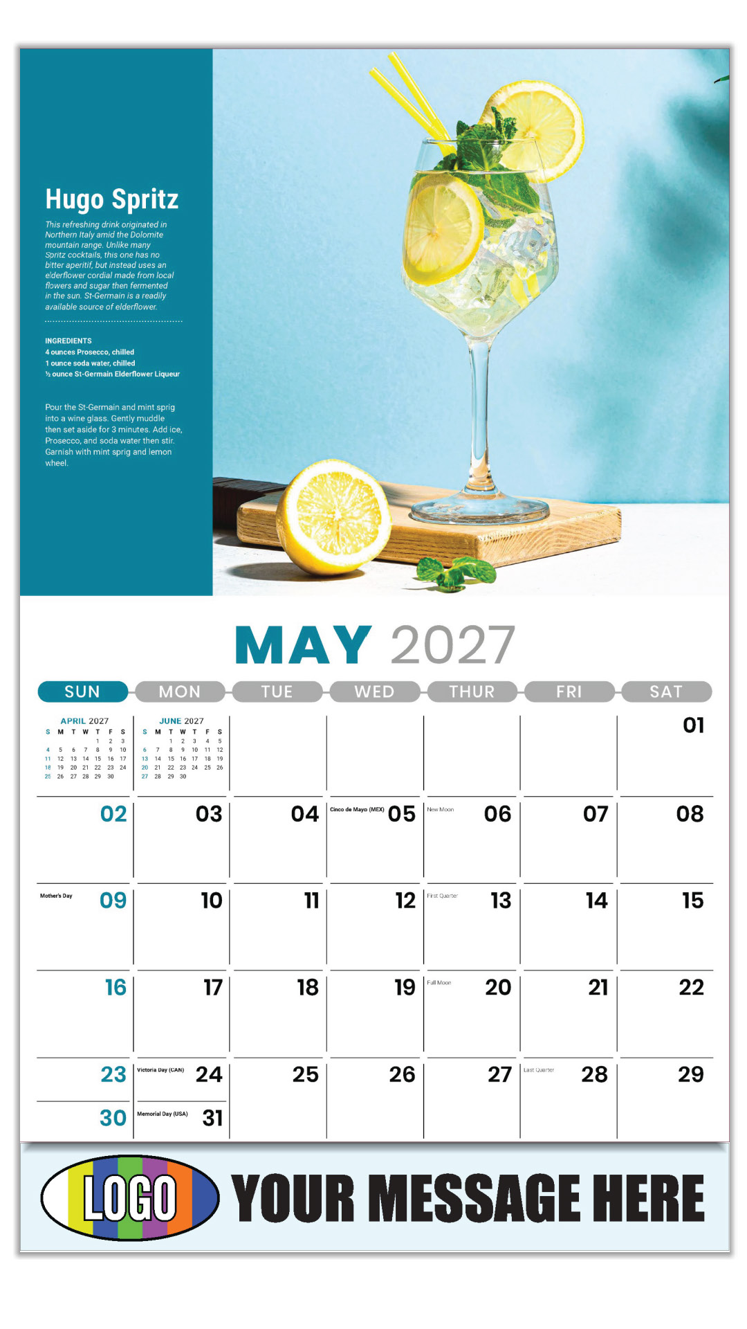2027 Happy Hour Cocktails Business Promotional Calendar