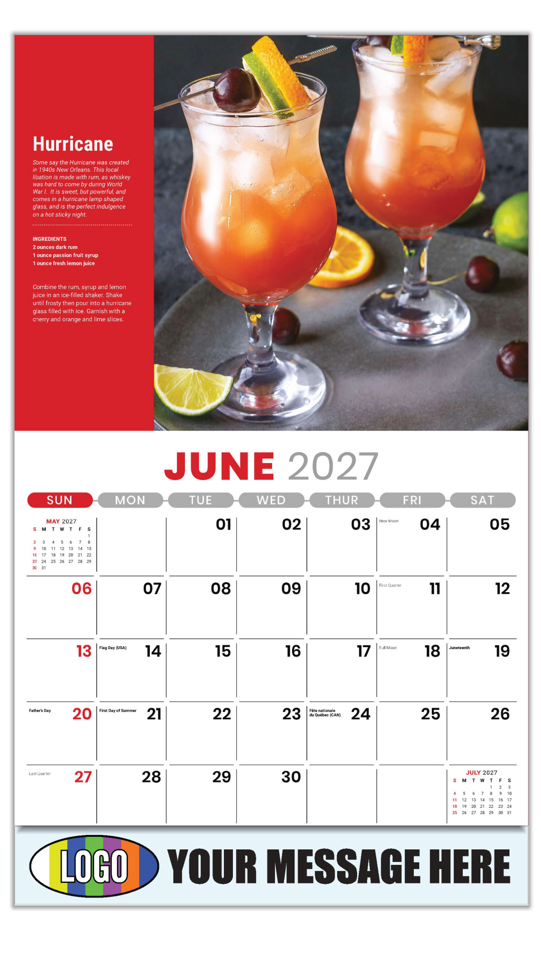 2027 Happy Hour Cocktails Business Promotional Calendar