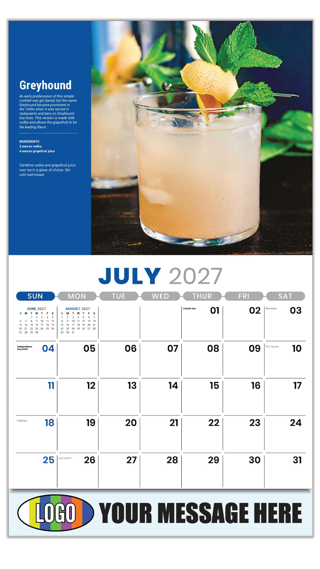 2027 Happy Hour Cocktails Business Promotional Calendar