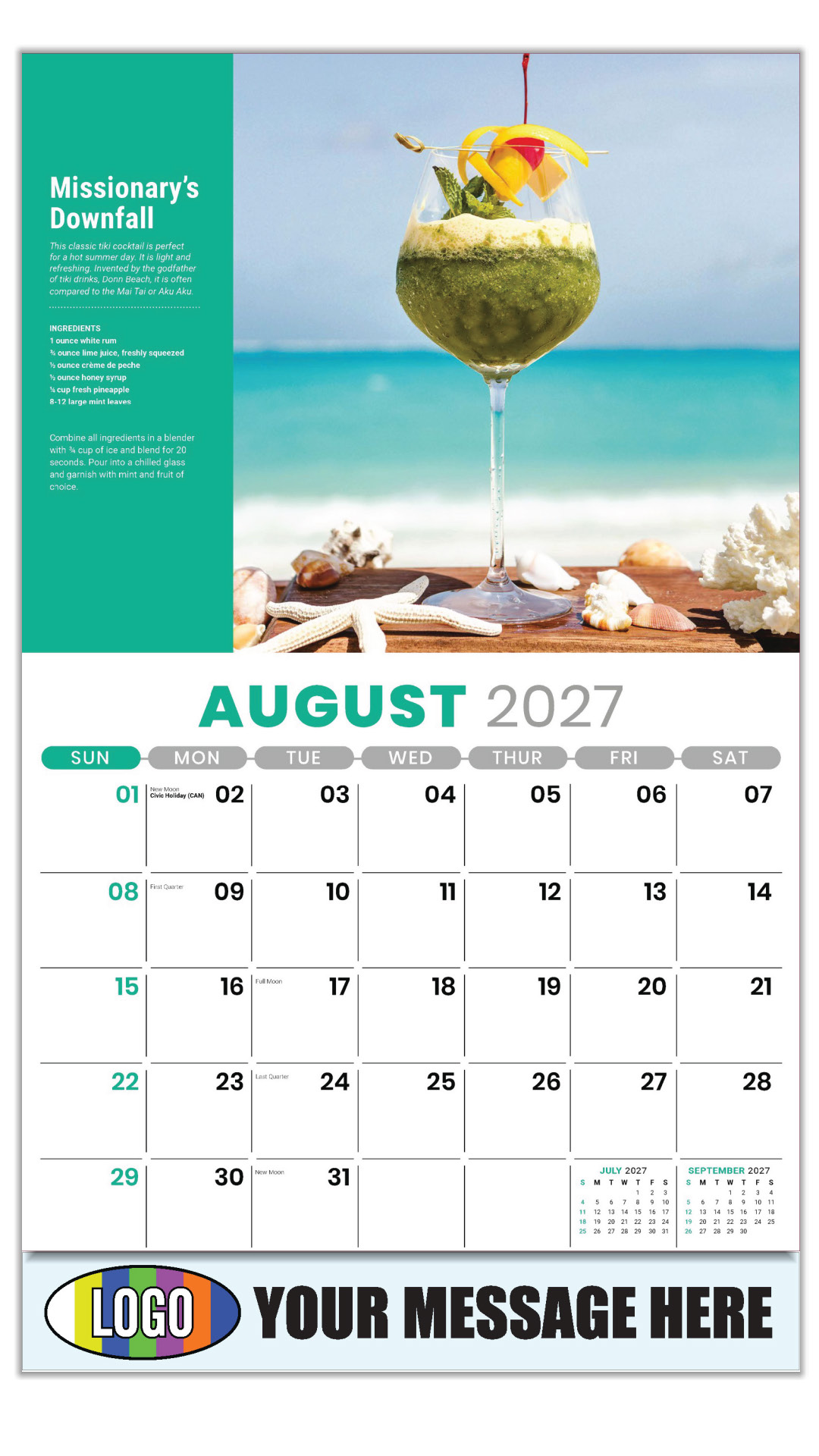 2027 Happy Hour Cocktails Business Promotional Calendar