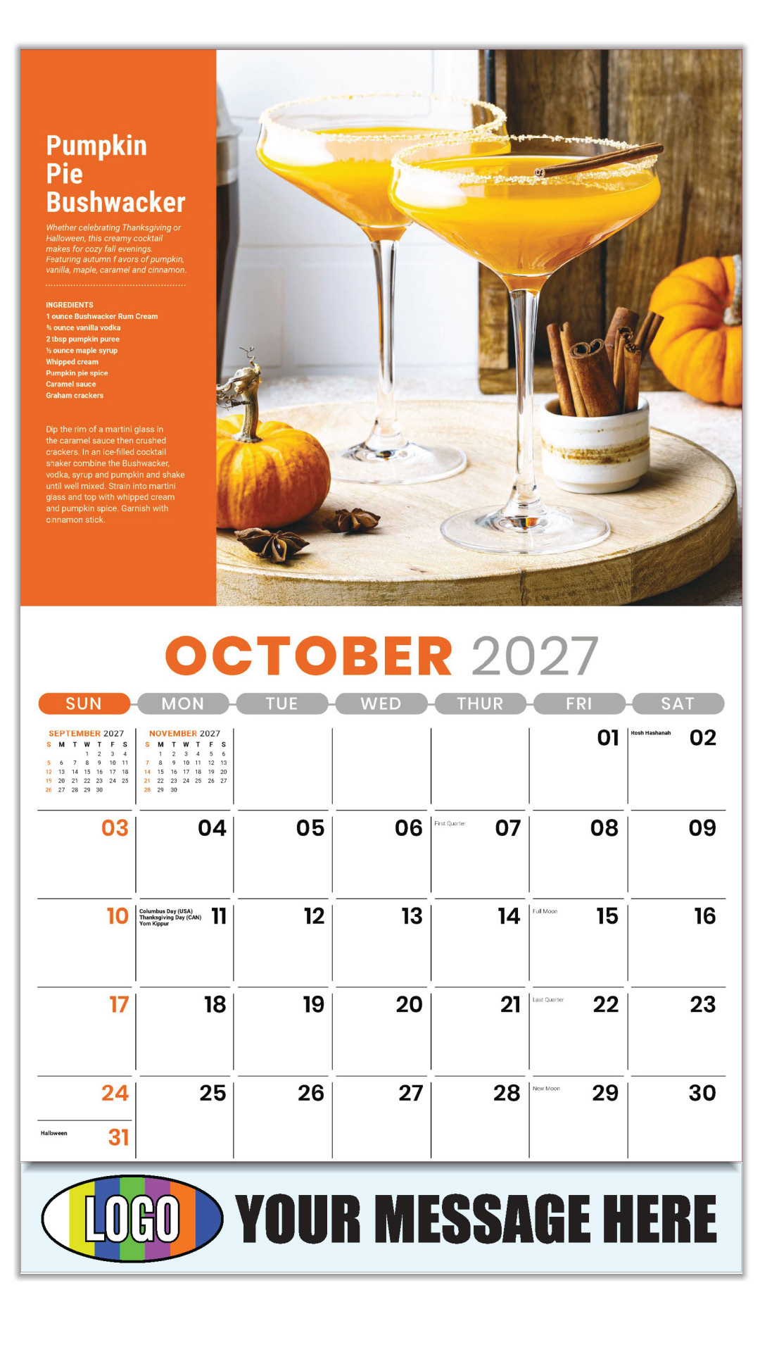 2027 Happy Hour Cocktails Business Promotional Calendar